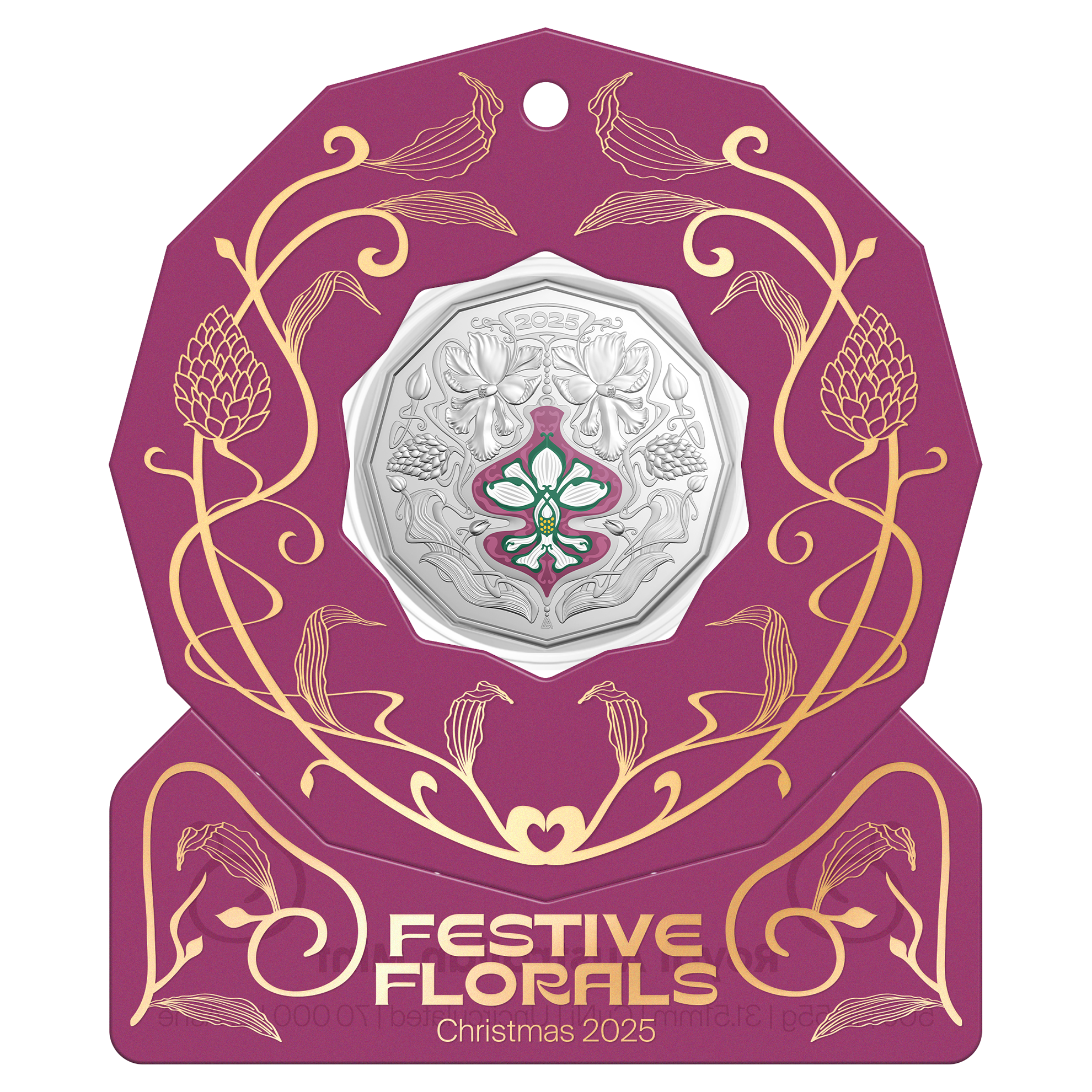 Christmas Festive Florals - 50c Uncirculated Coin - Royal Australian Mint