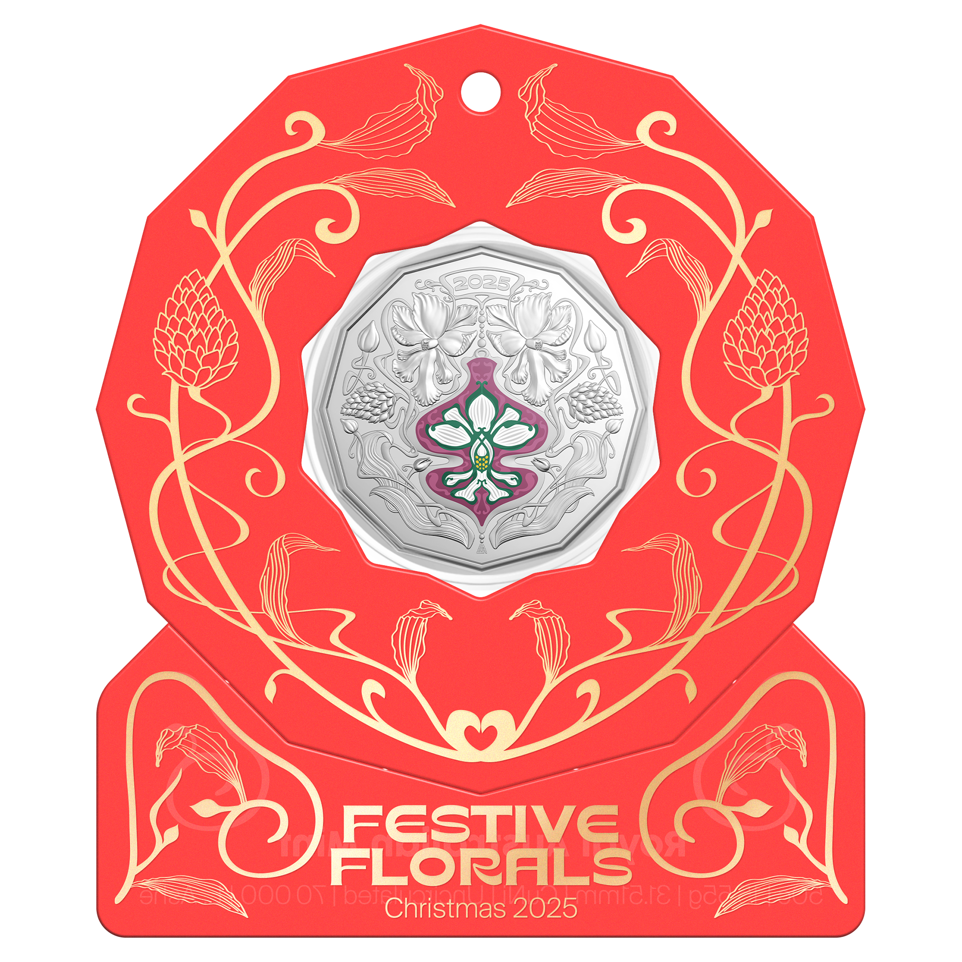 Christmas Festive Florals - 50c Uncirculated Coin - Royal Australian Mint