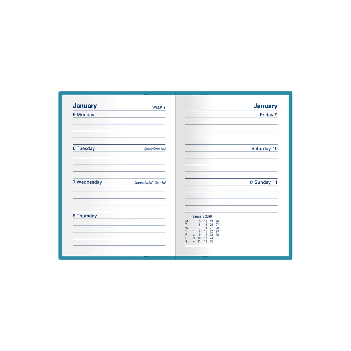 Belmont Calendar Year 2026 Diary/Planner, Week to View, A7 Hard Cover