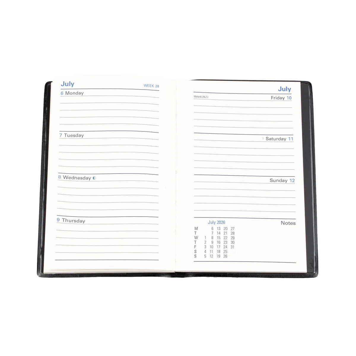 Belmont Calendar Year 2026 Diary/Planner, Week to View, B7R Hard Cover