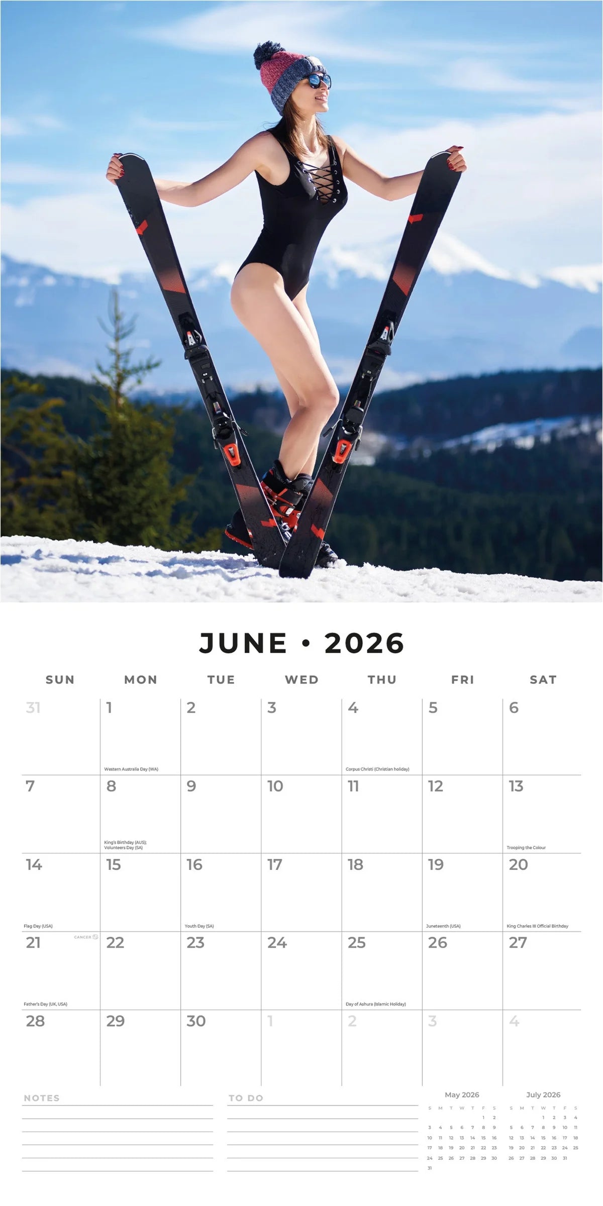 2026 Snow Girls Square Wall Calendar – 16-Month, Large Grid | Red Robin Publishing Ltd (RR261354)