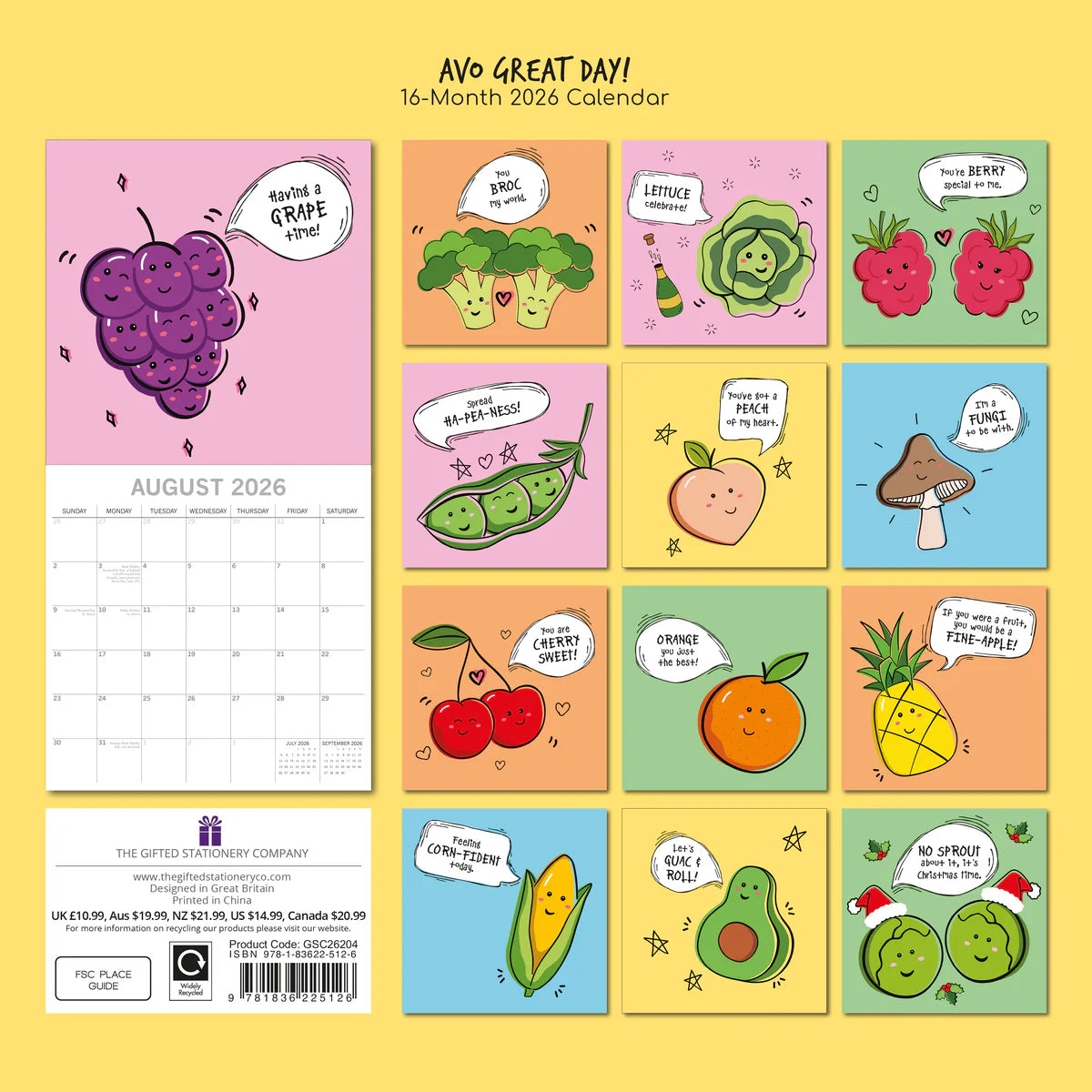 2026 Avo Great Day Square Wall Calendar | The Gifted Stationery Co. (GSC26204)