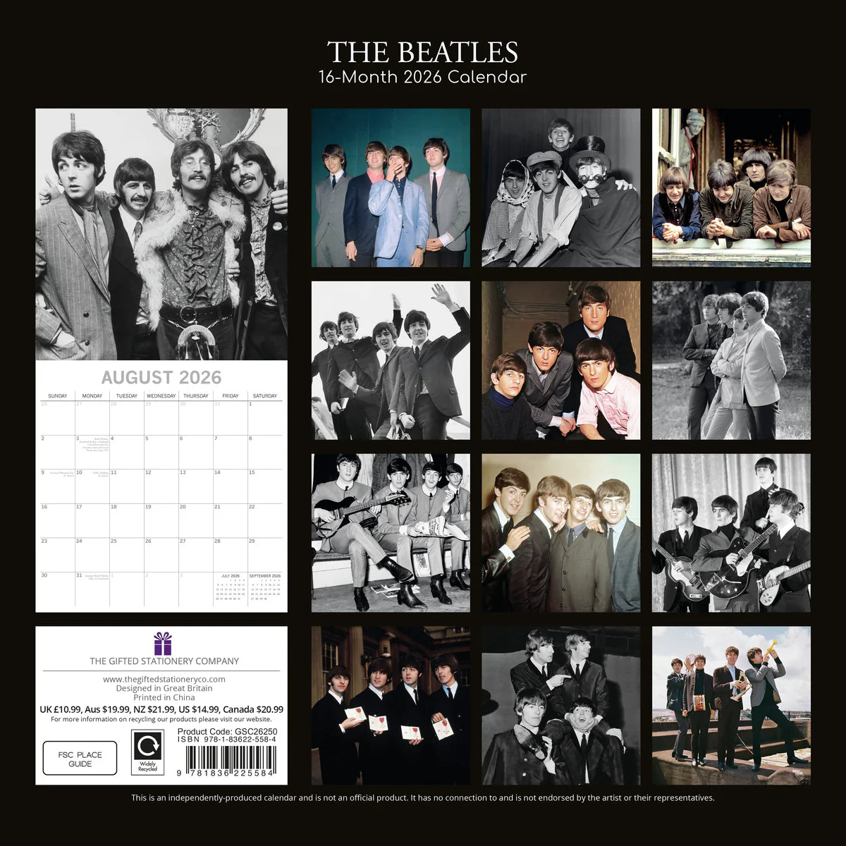 2026 The Beatles Square Wall Calendar | The Gifted Stationery Co. (GSC26250)