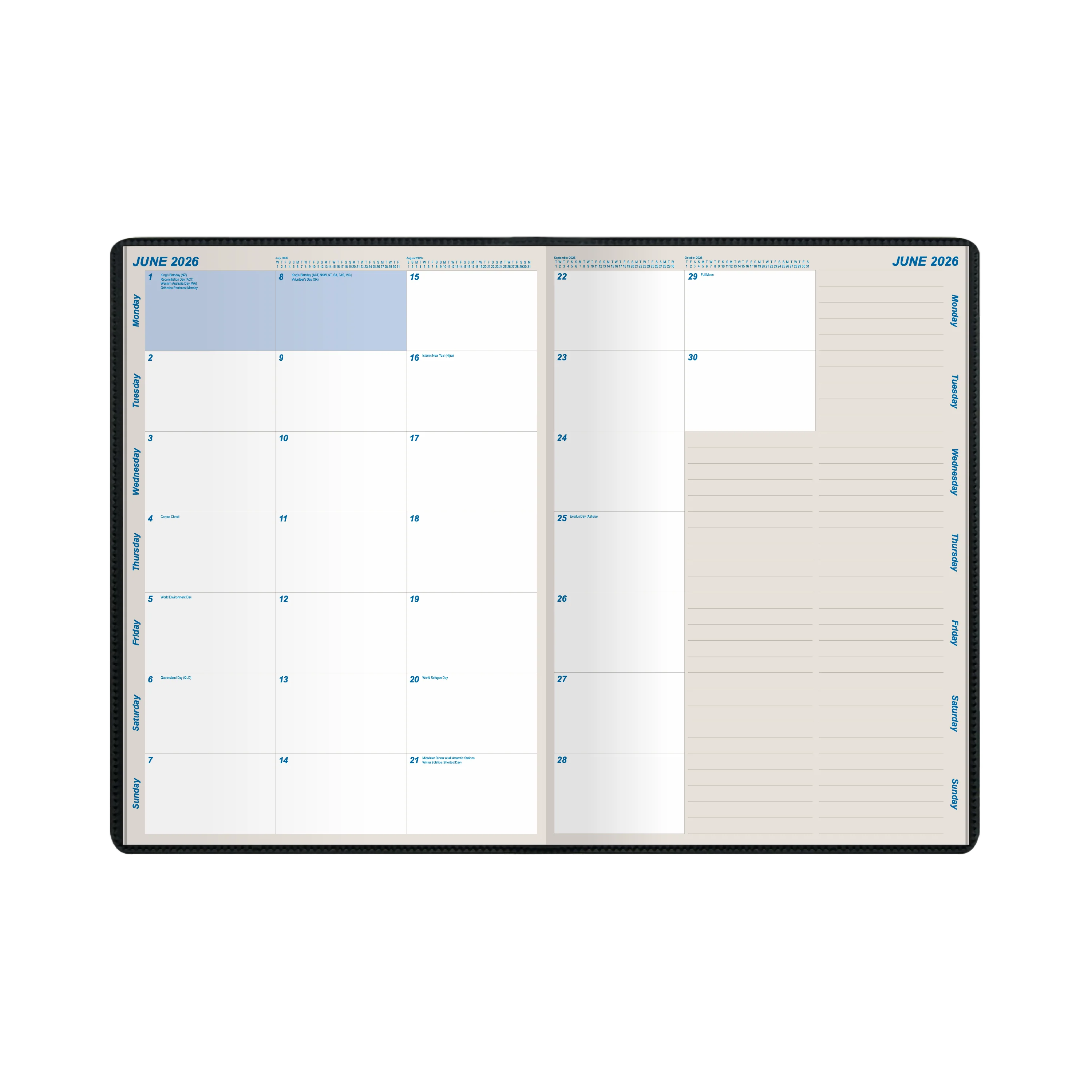 Upward - Planner 9751, 12 Month 2026 Calendar Year Planner, Month to View Diary, A4 Case Bound