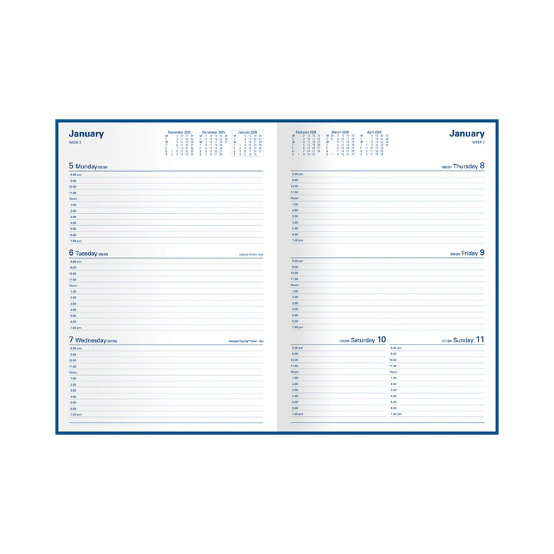 New Collins Kingsgrove Calendar Year 2026 Diary/Planner, Week to View, A4 Hard Cover 341.P59-26