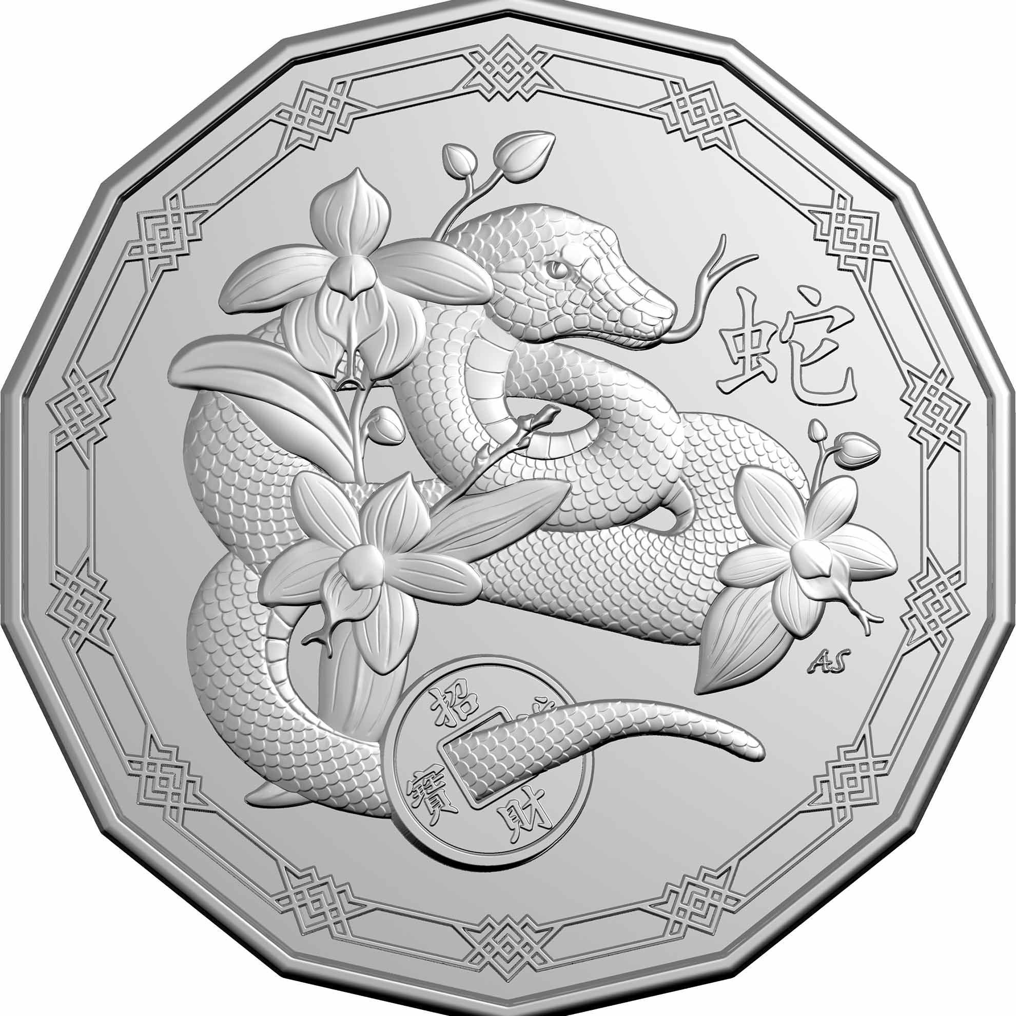 Royal Australian Mint - Lunar Year of the Snake - 50c CuNi Tetradecagon Uncirculated Coin 2025