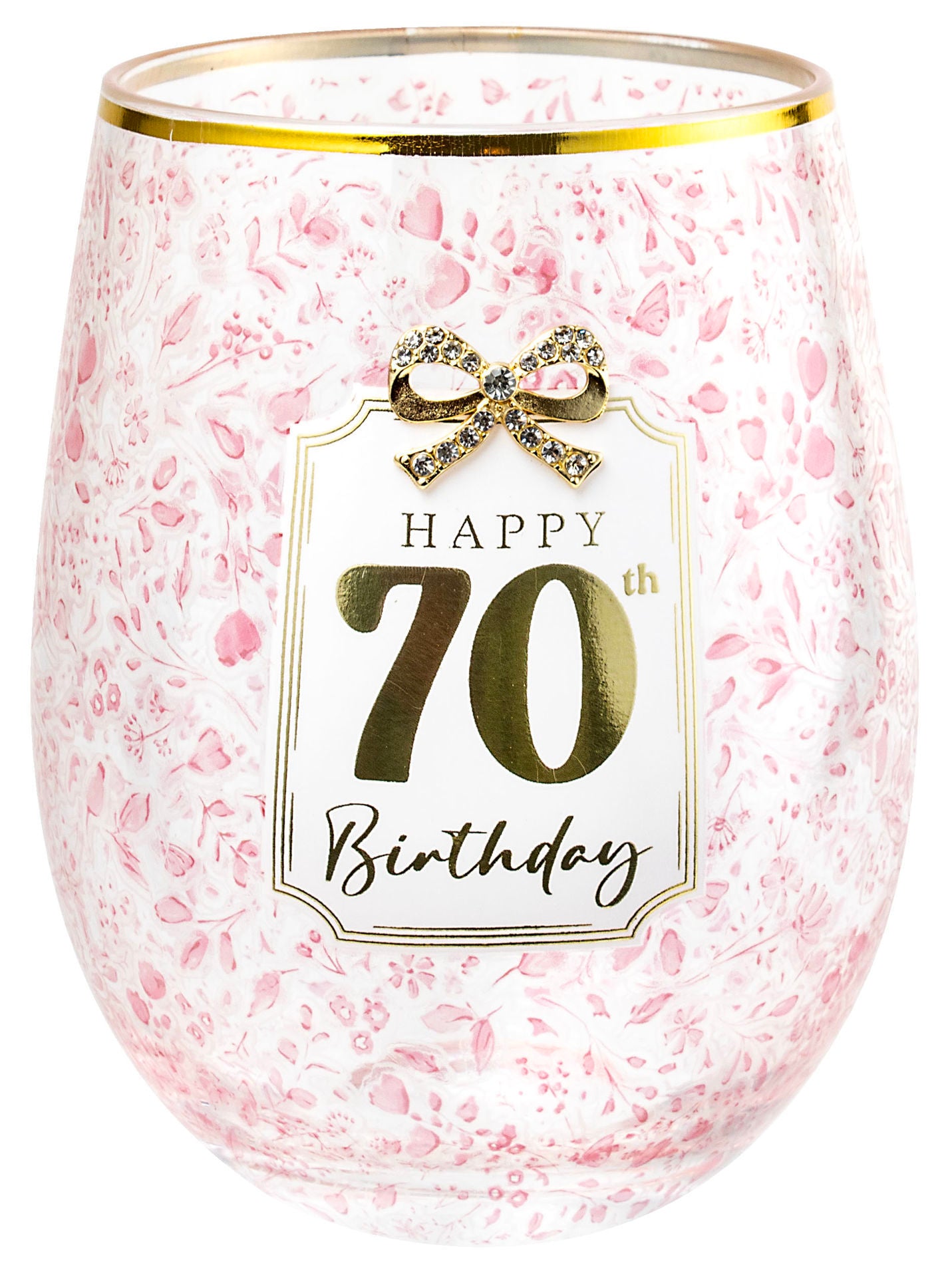 Landmark 80th Stemless Pretty Bow Wine Glass (Gift Boxed)