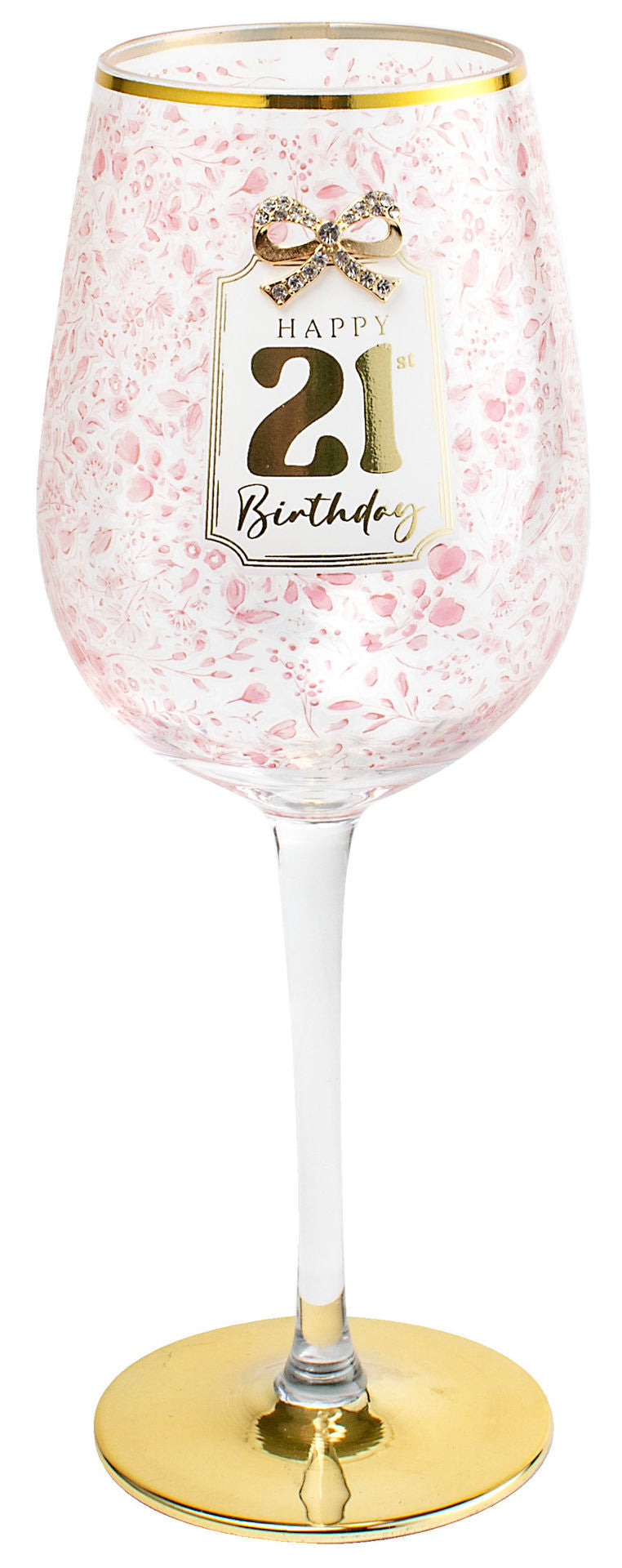 Landmark 21st Birthday Pretty Bow Wine Glass (Gift Boxed)