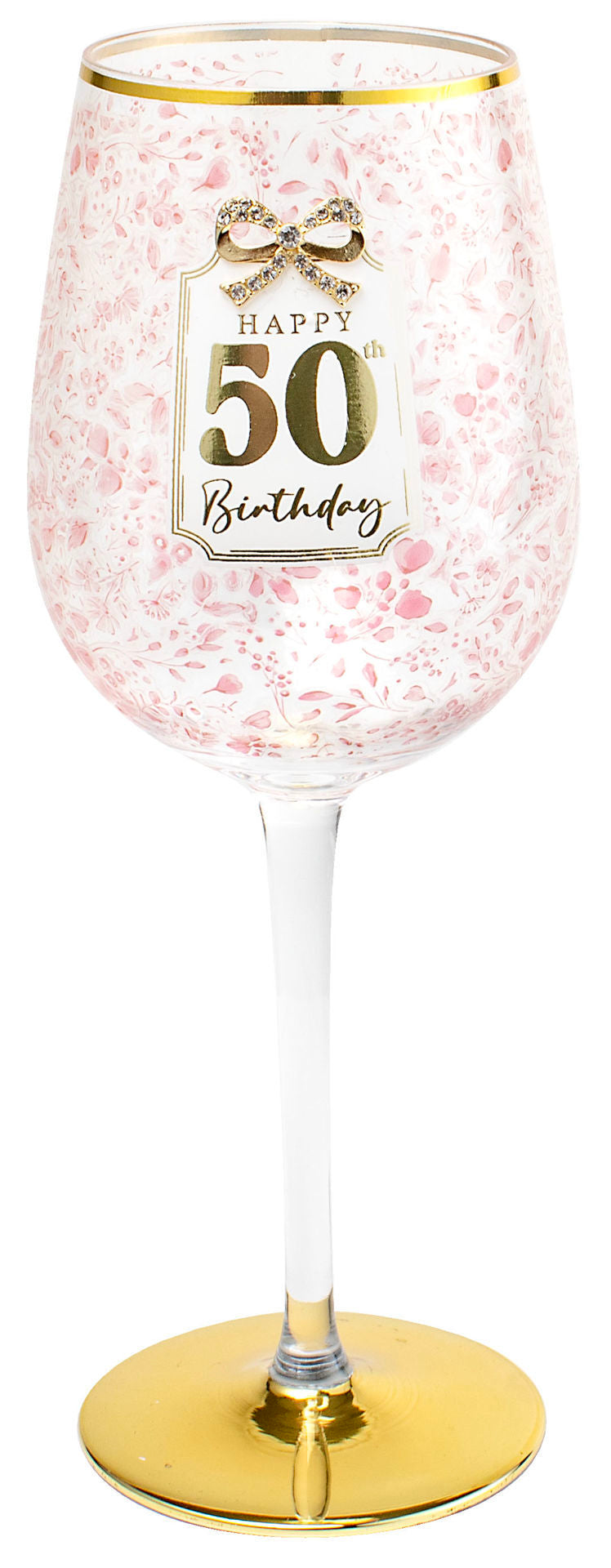 Landmark 50th Birthday Pretty Bow Wine Glass (Gift Boxed)