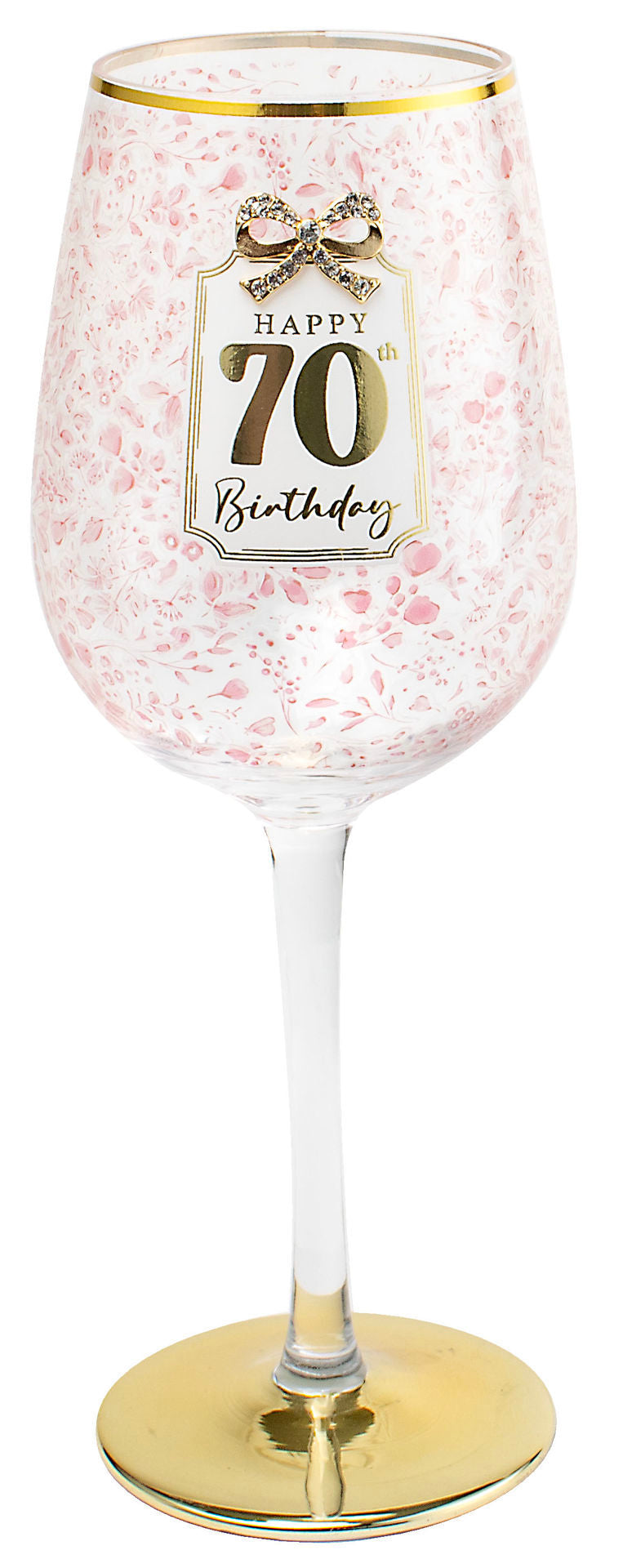 Landmark 70th Birthday Pretty Bow Wine Glass (Gift Boxed)