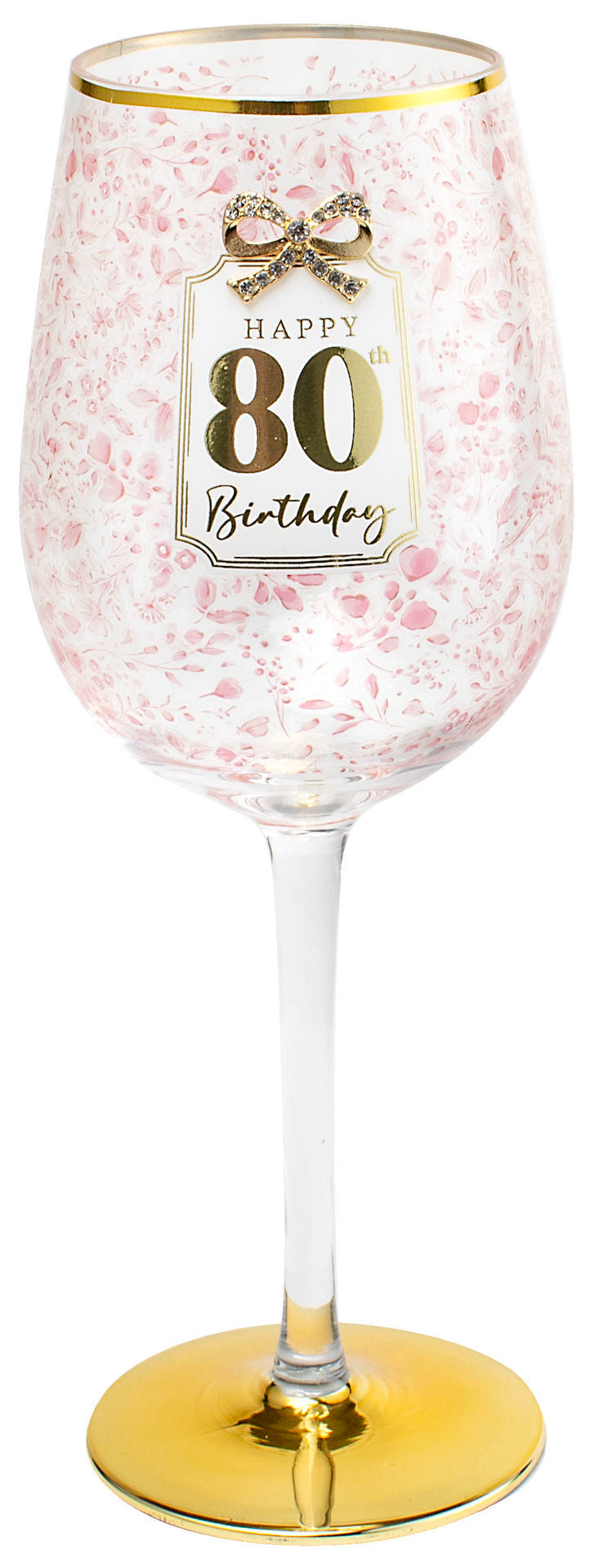 Landmark 80th Birthday Pretty Bow Wine Glass (Gift Boxed)