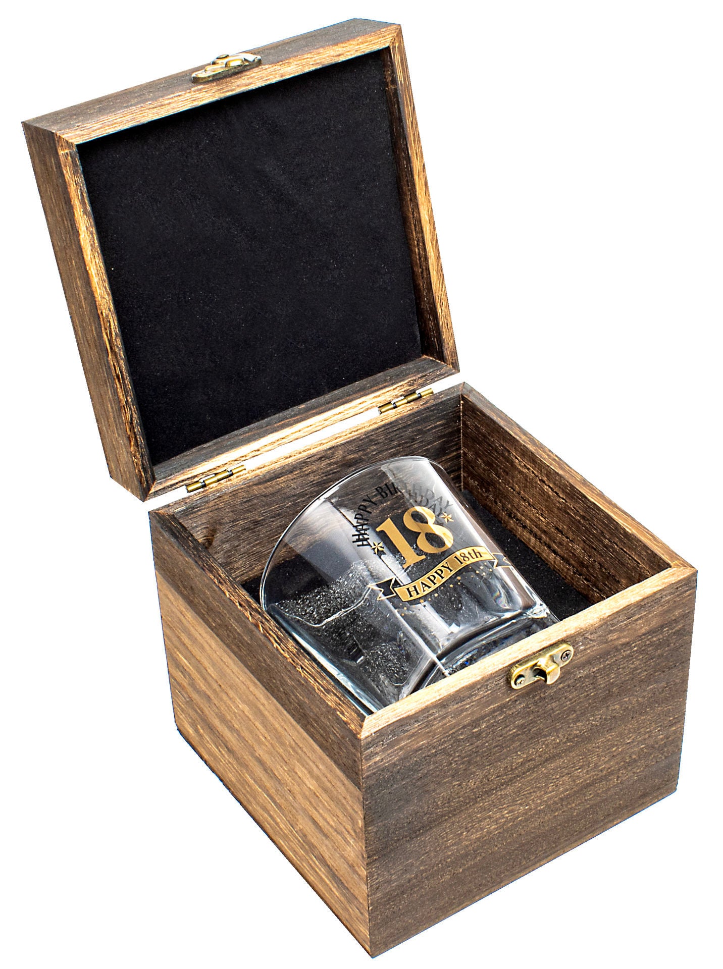 Landmark Wood Box 18th Birthday Gift Set (Whisky Glass)