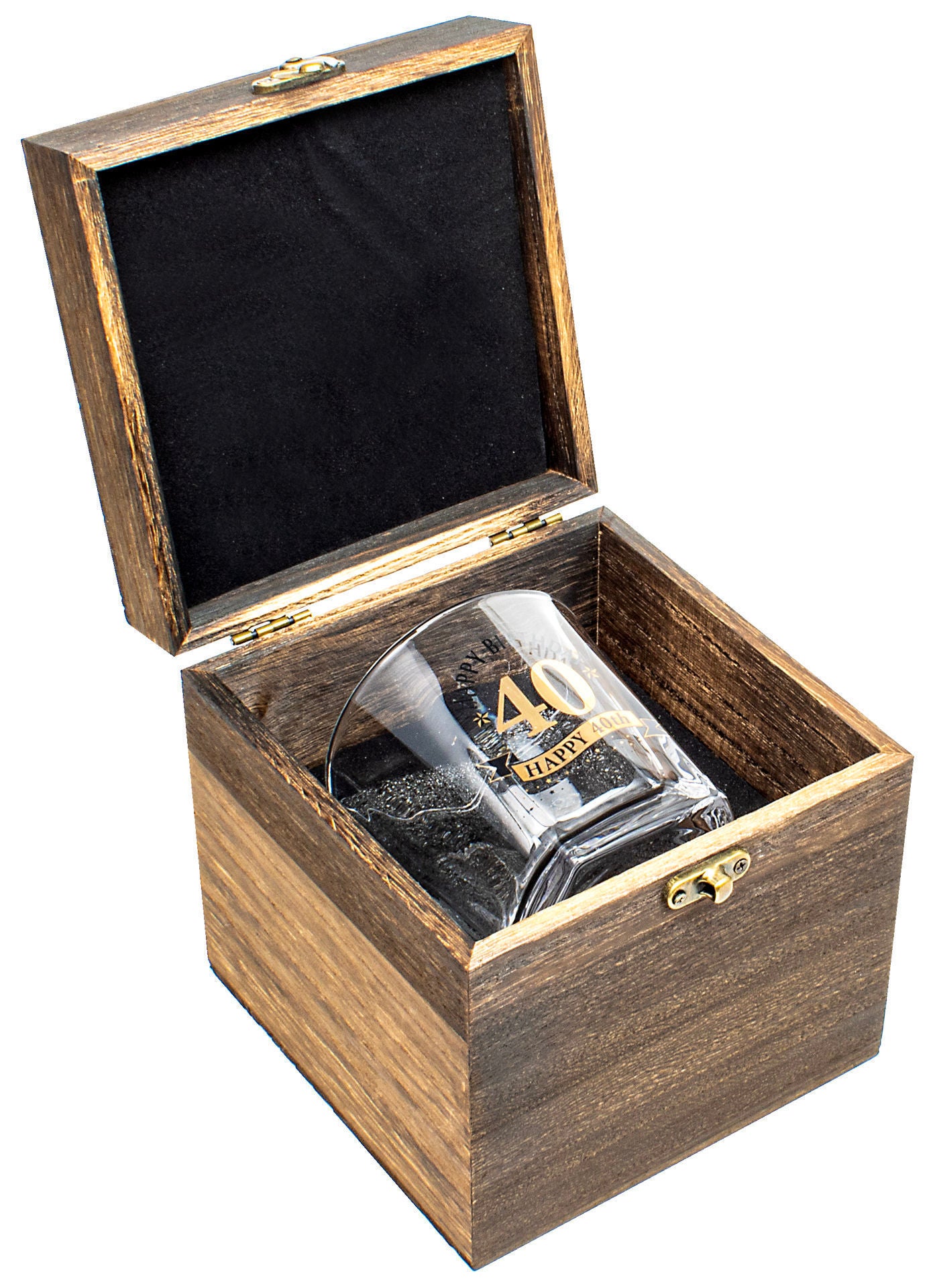 Landmark Wood Box 40th Birthday Gift Set (Whisky Glass)
