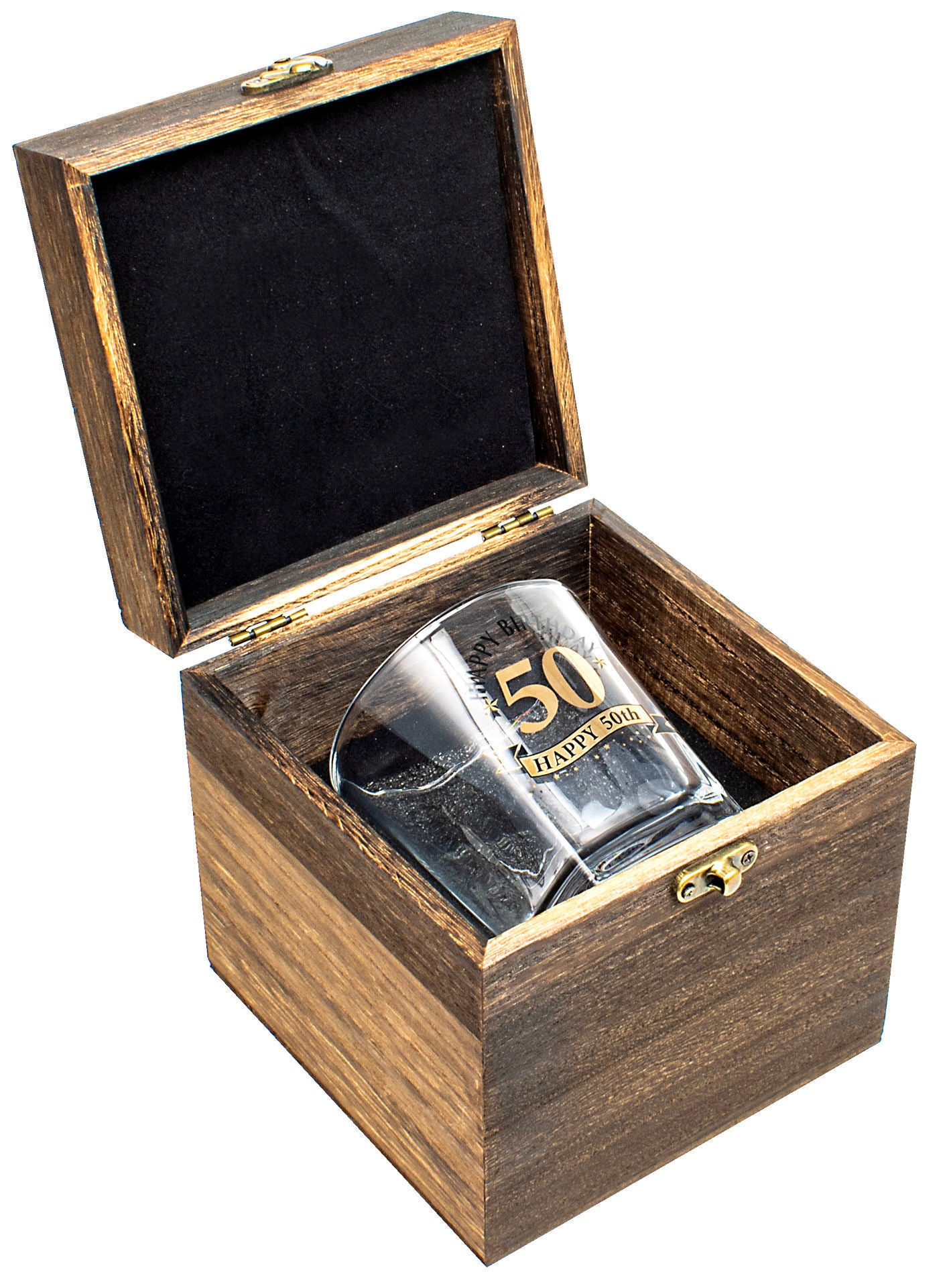 Landmark Wood Box 50th Birthday Gift Set (Whisky Glass)