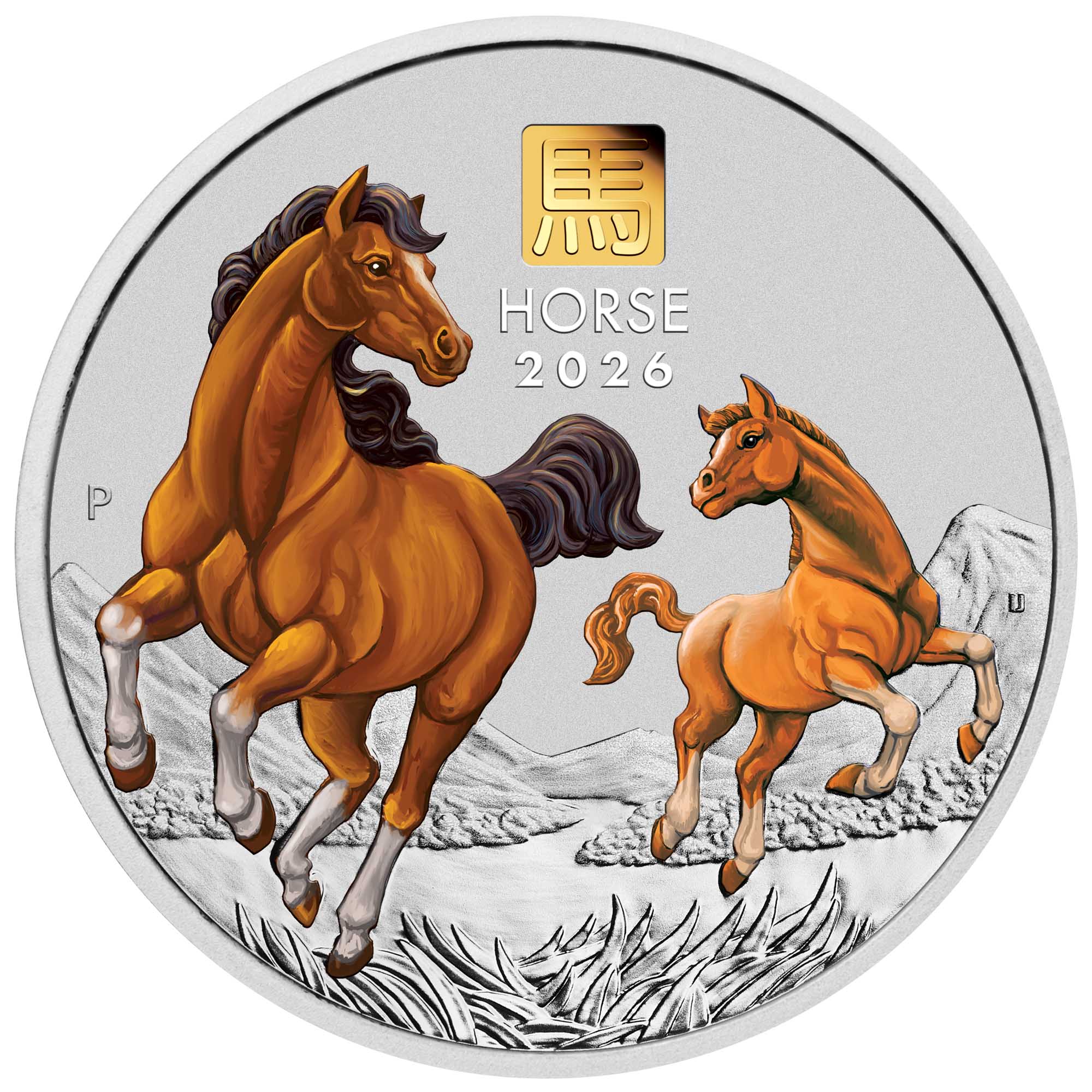 Australian Lunar Series III 2026 Year of the Horse 1 Kilo Silver Coloured Coin with Gold Privy Mark