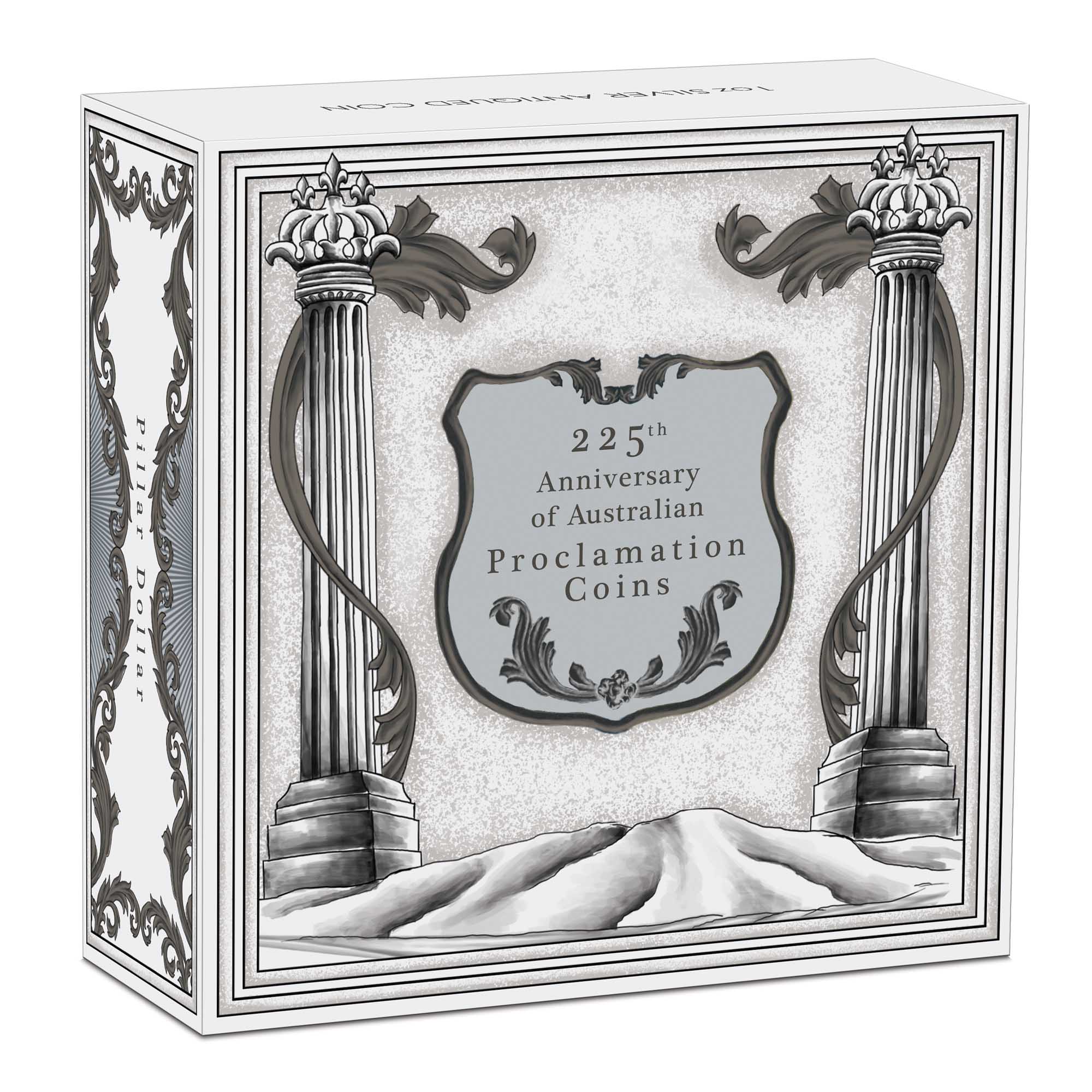 225th Anniversary of Australian Proclamation Coins - Pillar Dollar 2025 1oz Silver Antiqued Coin