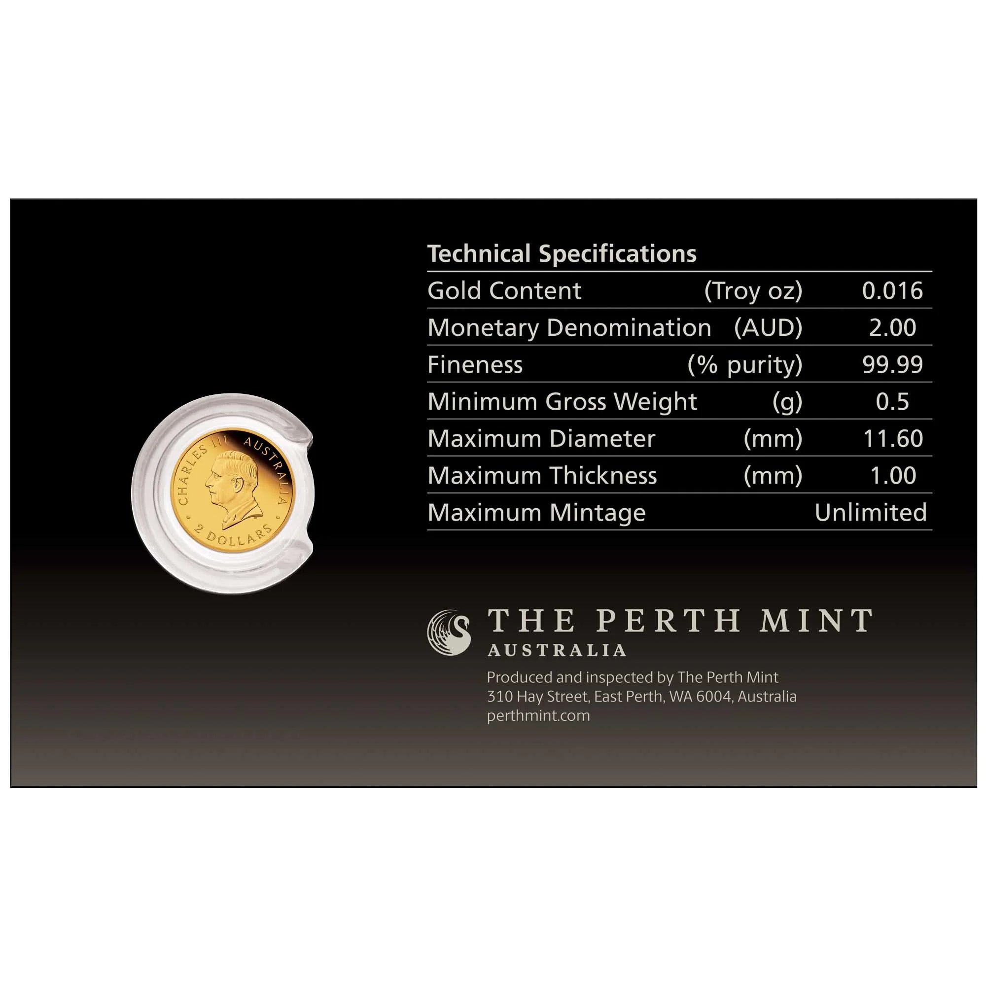 Mini Roo 2026 0.5g Gold Proof Coin in Card