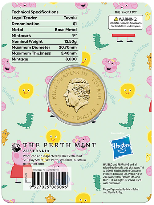 Peppa Pig - Friends 2026 Collector Coins in Cards (Three-Coin Set)