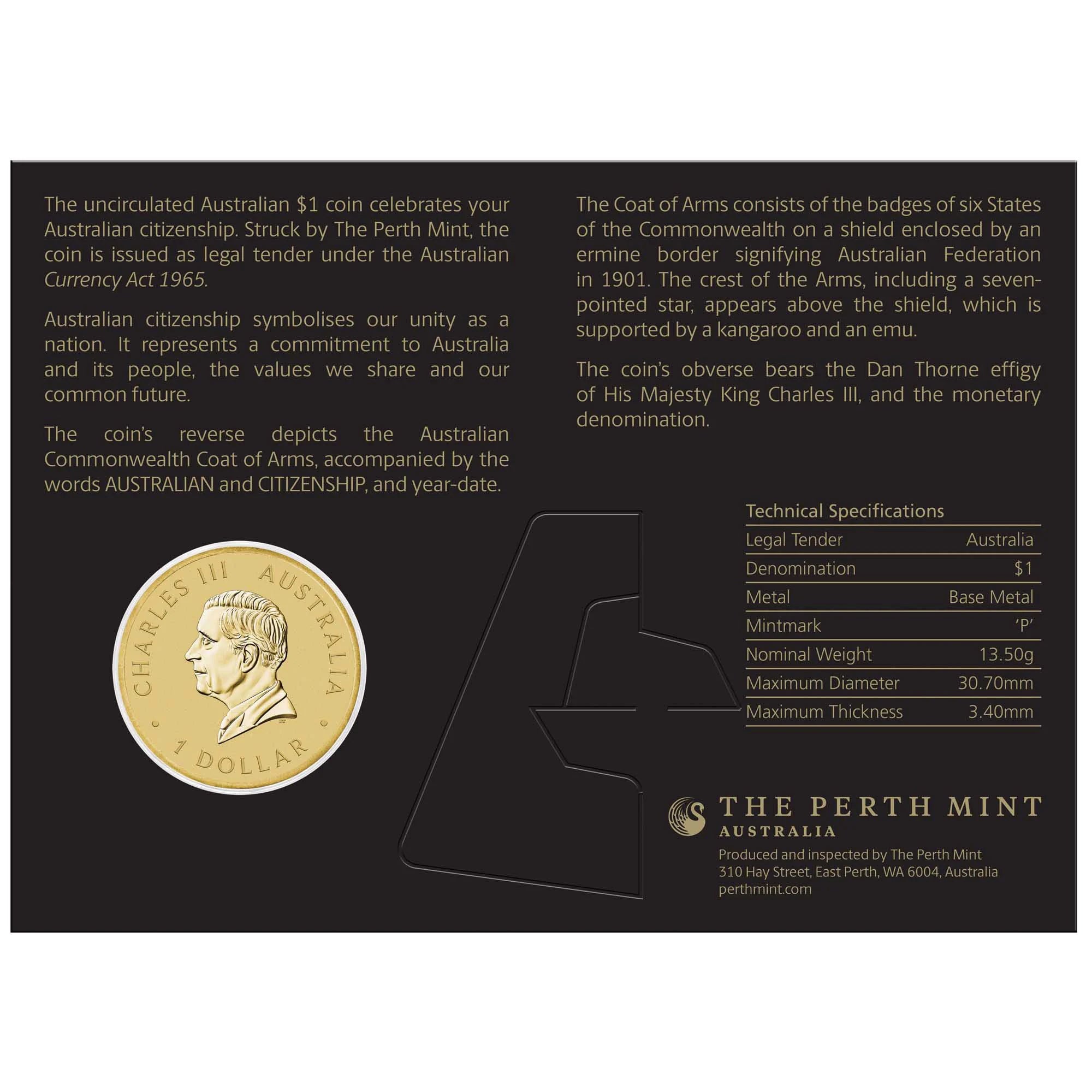 Australian Citizenship 2026 Coin in Card