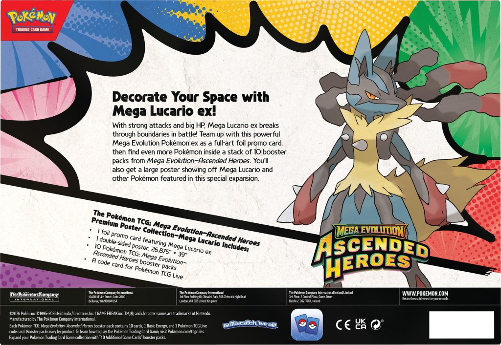 Pre-Order Pokémon TCG: Mega Evolution—Ascended Heroes Premium Poster Collection—Mega Lucario