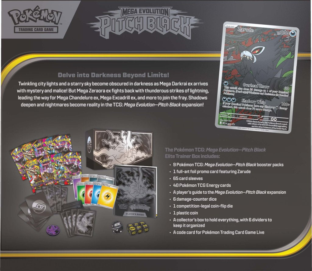 Pre-Order Pokemon TCG Mega Evolutions 5 Pitch Black Elite Trainer Box