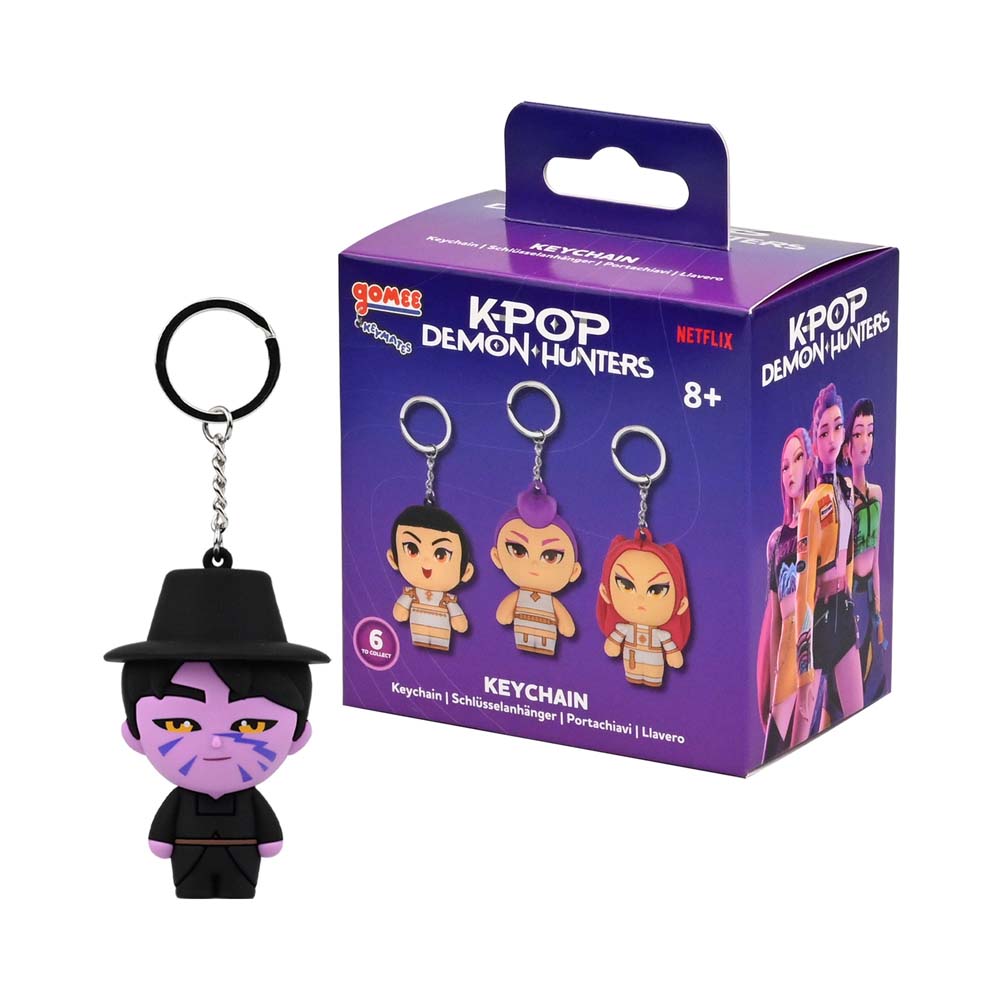 YuMe K-Pop Demon Hunters pink-haired character keychain from Series 1