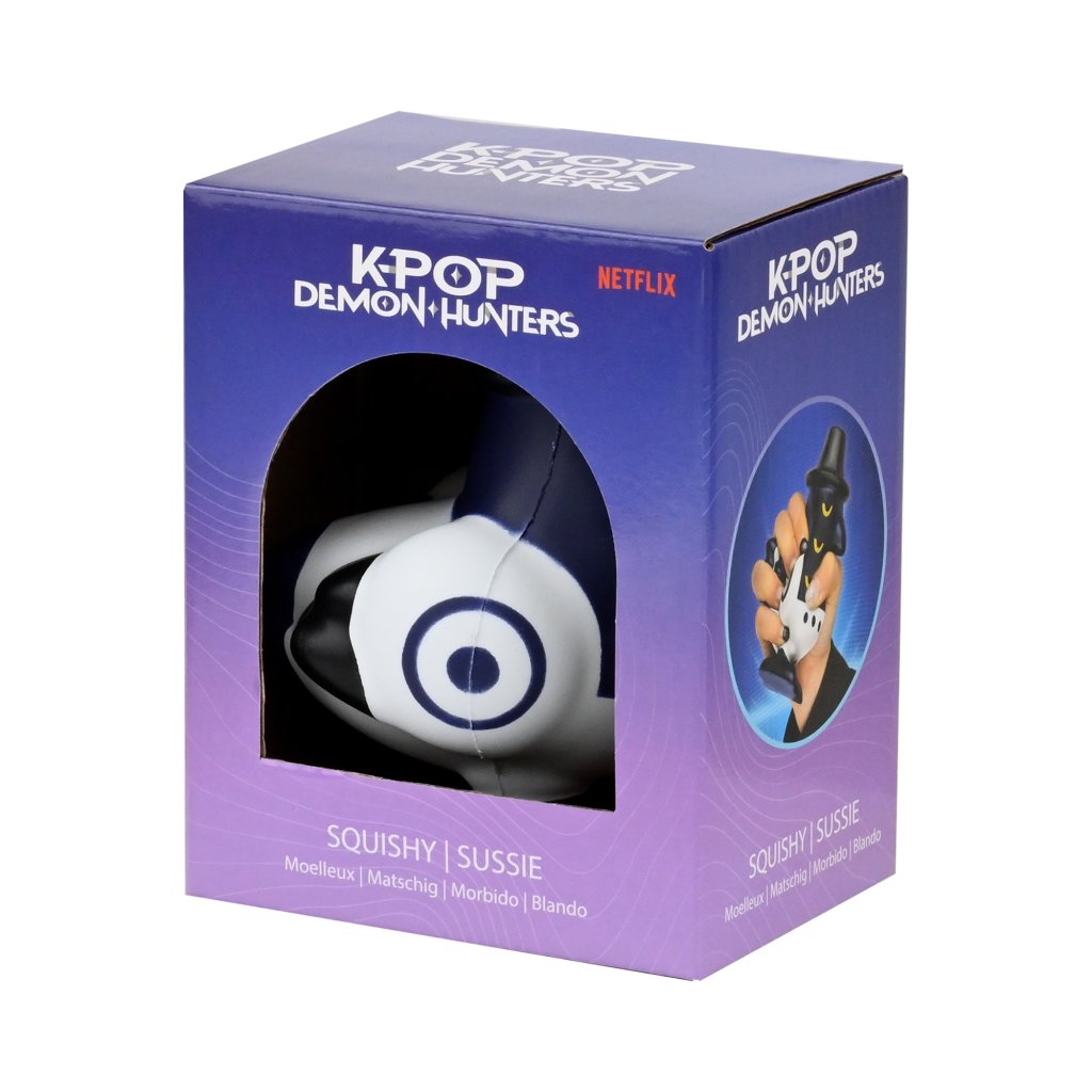 YuMe K-Pop Demon Hunters Squishy Sussie packaging and character