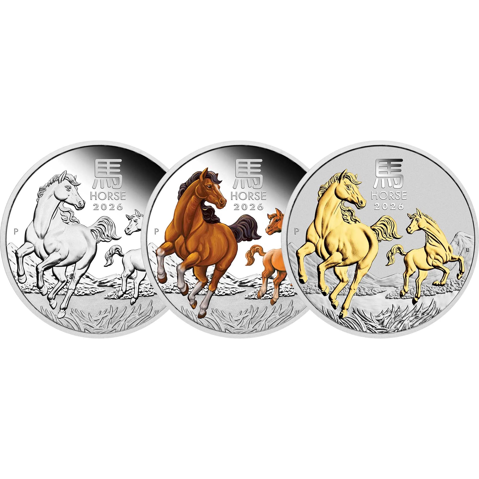 Australian Lunar Series III 2026 Year of the Horse 1oz Silver Trio