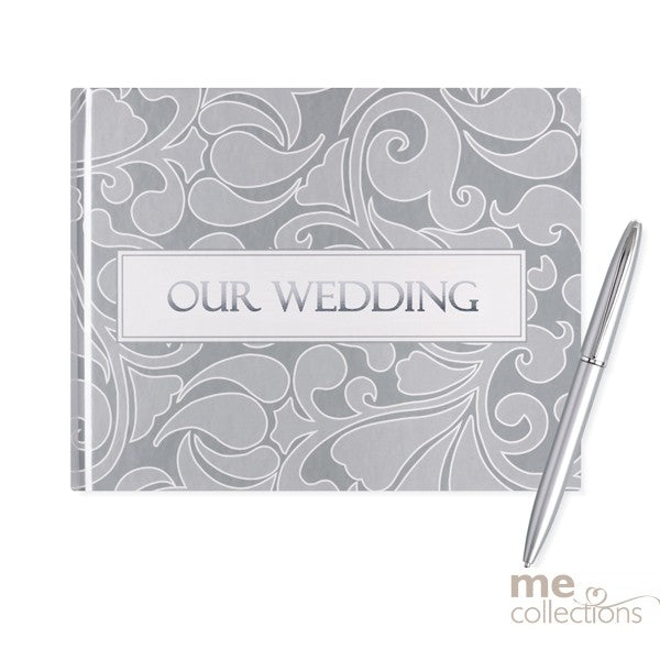 💍 Our Wedding Silver Design Guest Book – Elegant Metallic Finish with Pen