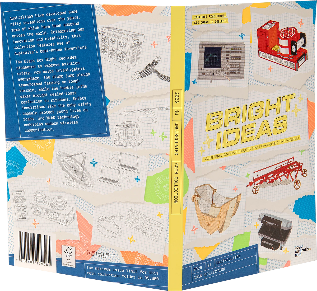 Inside the Bright Ideas collection folder showing six coin spaces