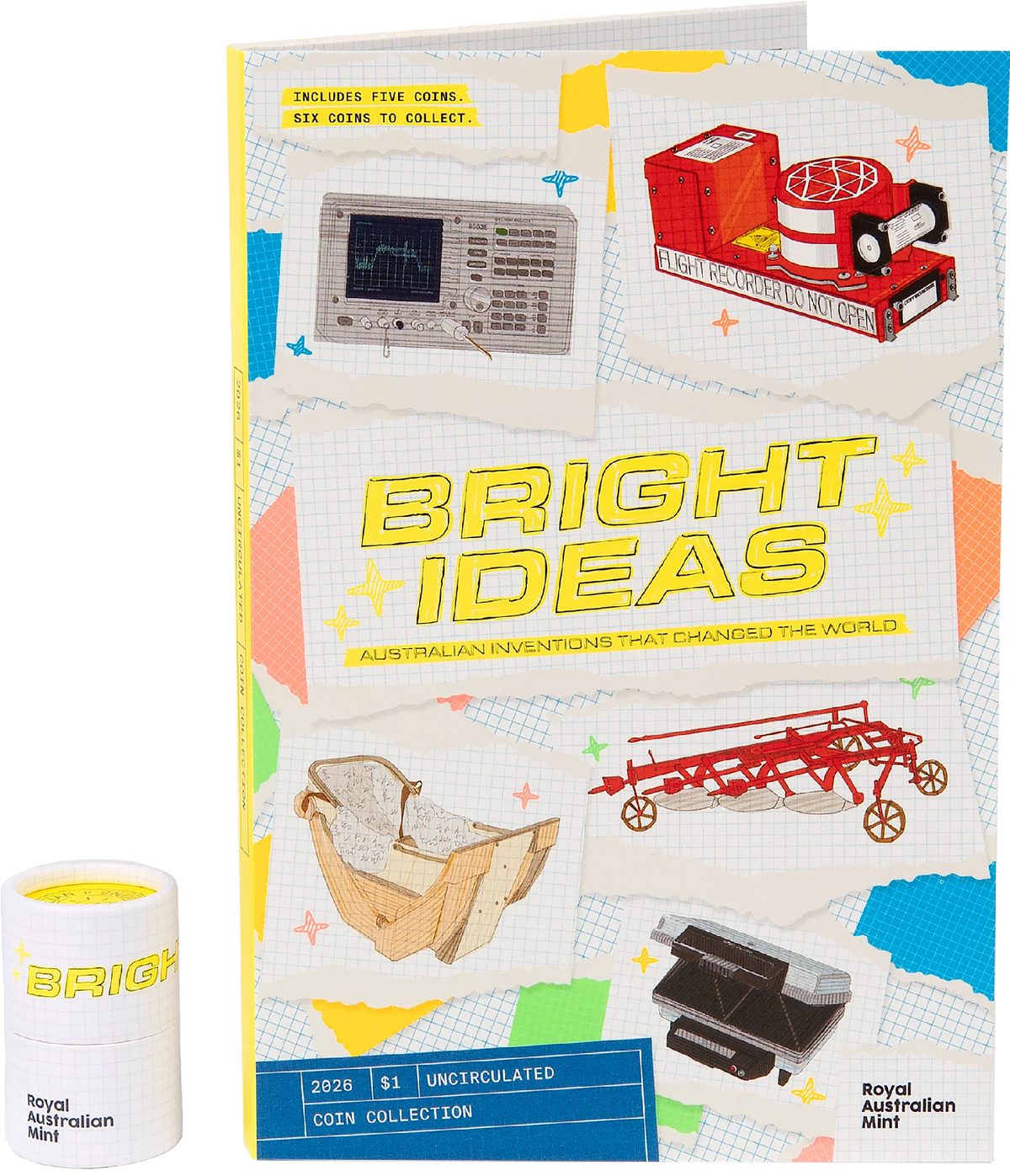 Bright Ideas collection folder front and back showing Australian inventions