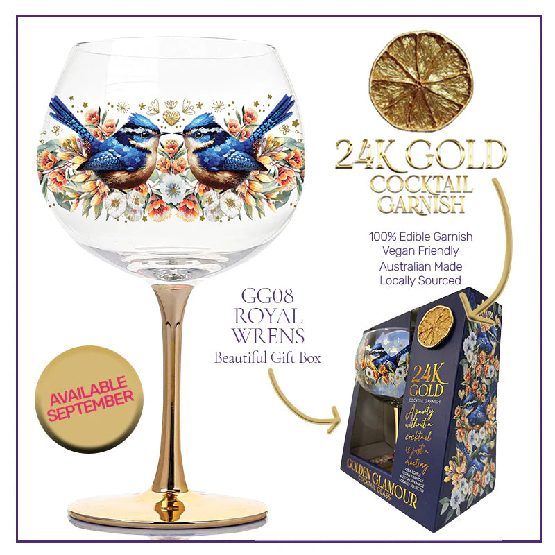 Lisa Pollock Golden Glamour Glass – Royal Wrens