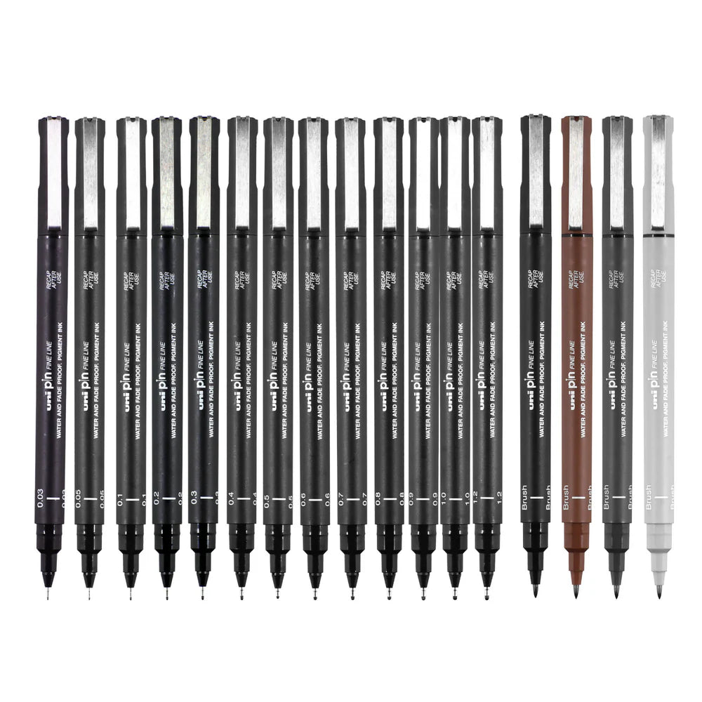 Uni-Ball Uni Pin Fineliner Black Tip Size 0.1 to 0.8