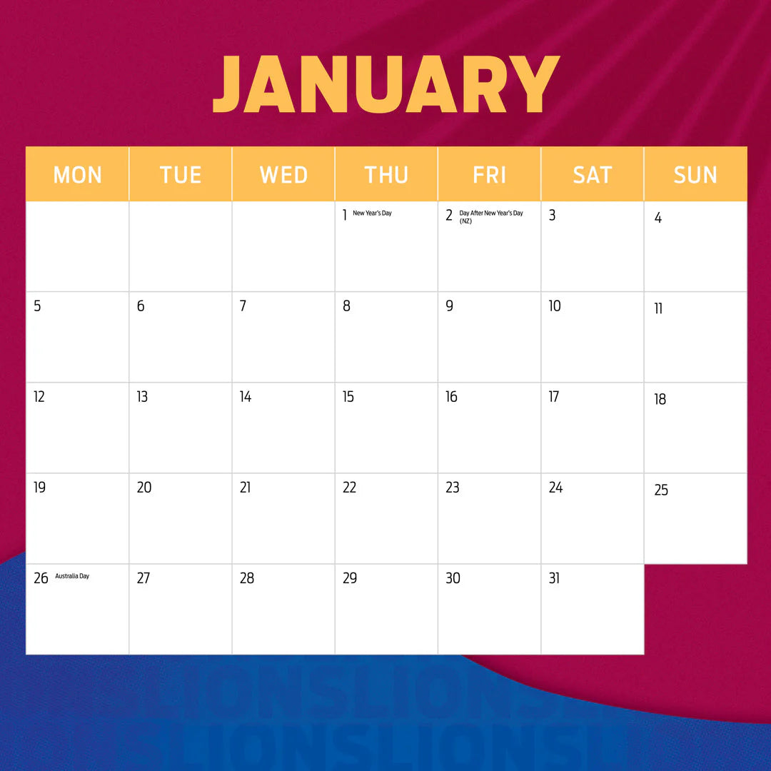 Paper Pocket AFL Brisbane Lions 2026 Calendar