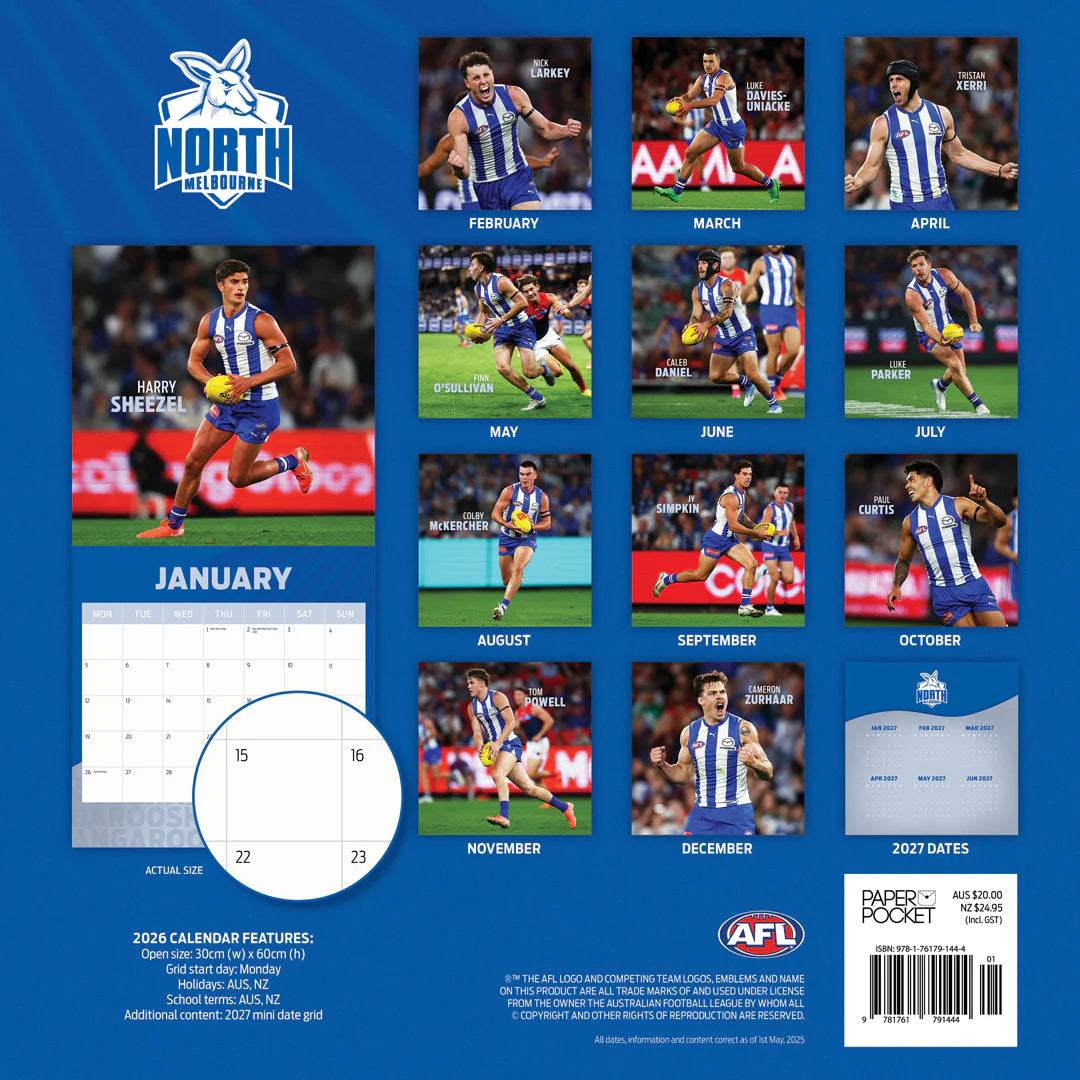 Paper Pocket AFL Geelong Cats 2026 Calendar