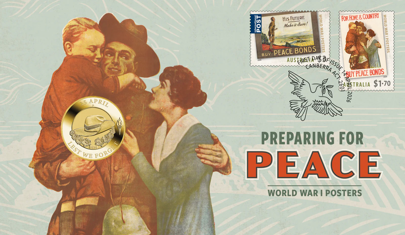 The Perth Mint Preparing for Peace 2026 Stamp and Coin Cover