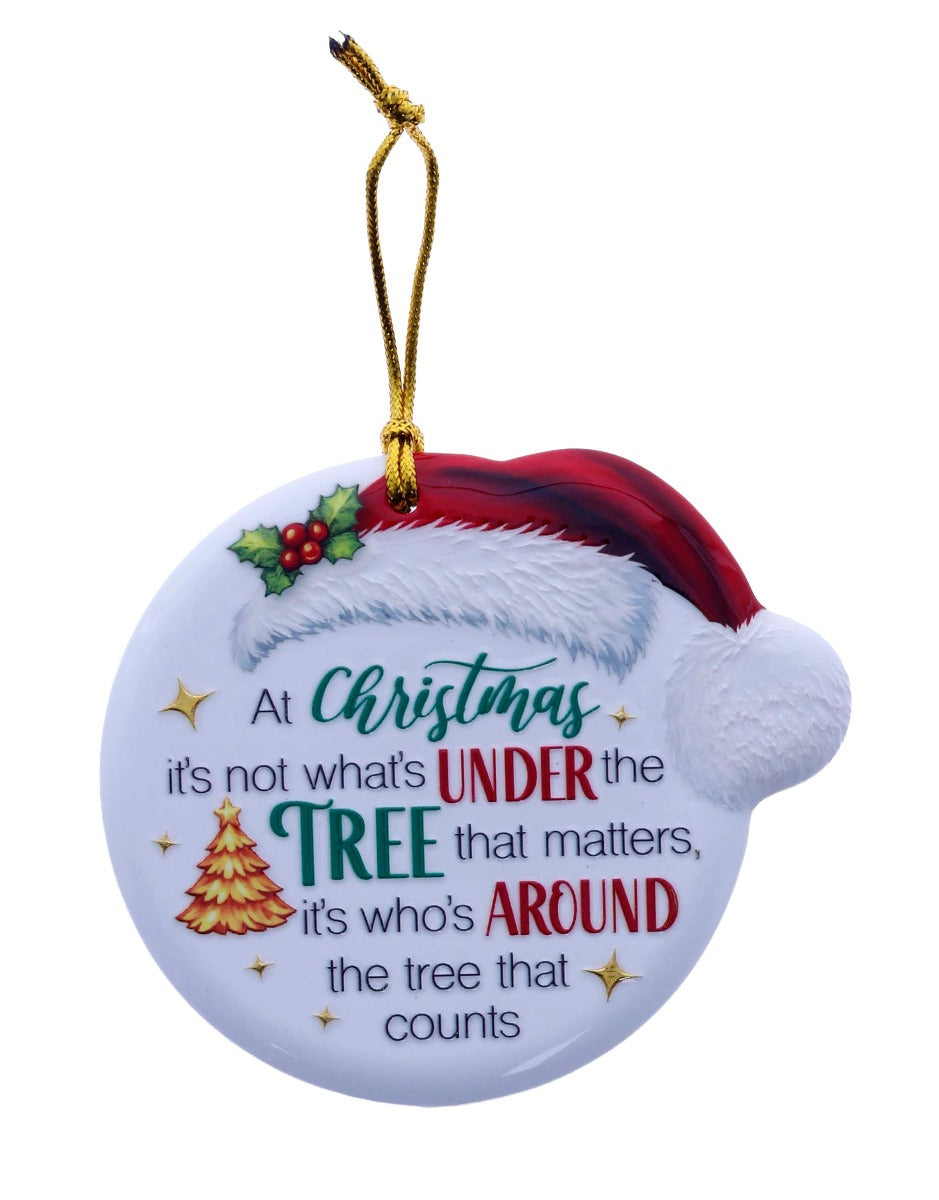 Family Friends House Christmas Sentiments Hanging Ceramic Plaque