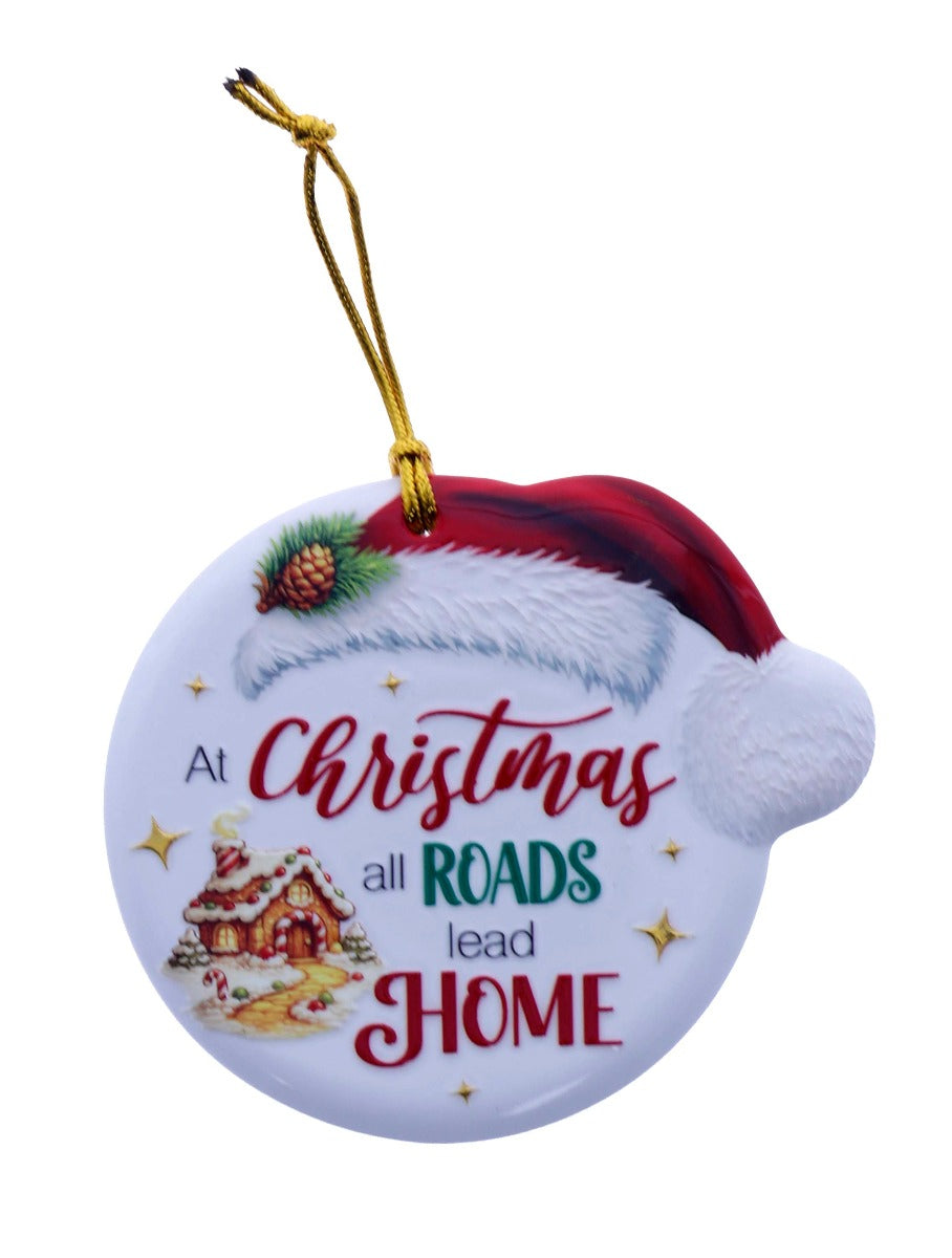 Family Friends House Christmas Sentiments Hanging Ceramic Plaque