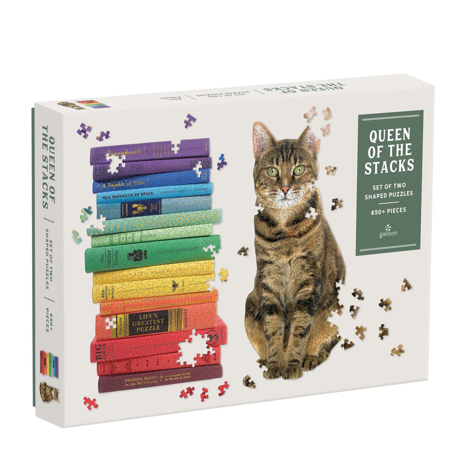 Galison: Queen of The Stacks – 2-Puzzle Set (650+ pieces Jigsaw)