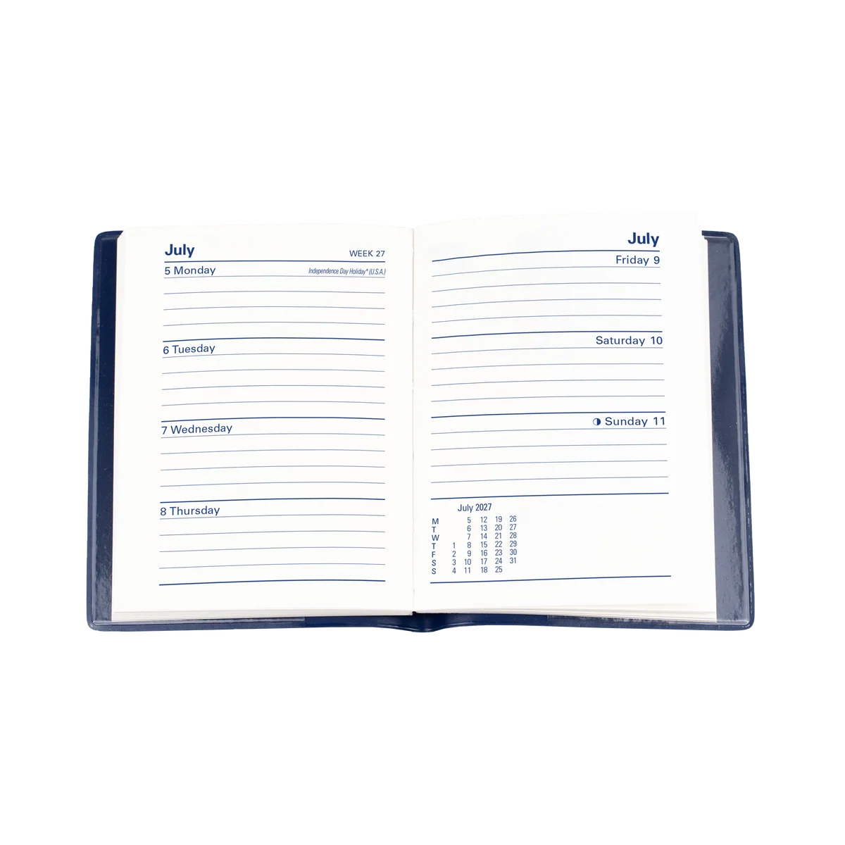 Collins Belmont 2027 A7 Diary with Pencil - Navy PVC Cover Angle