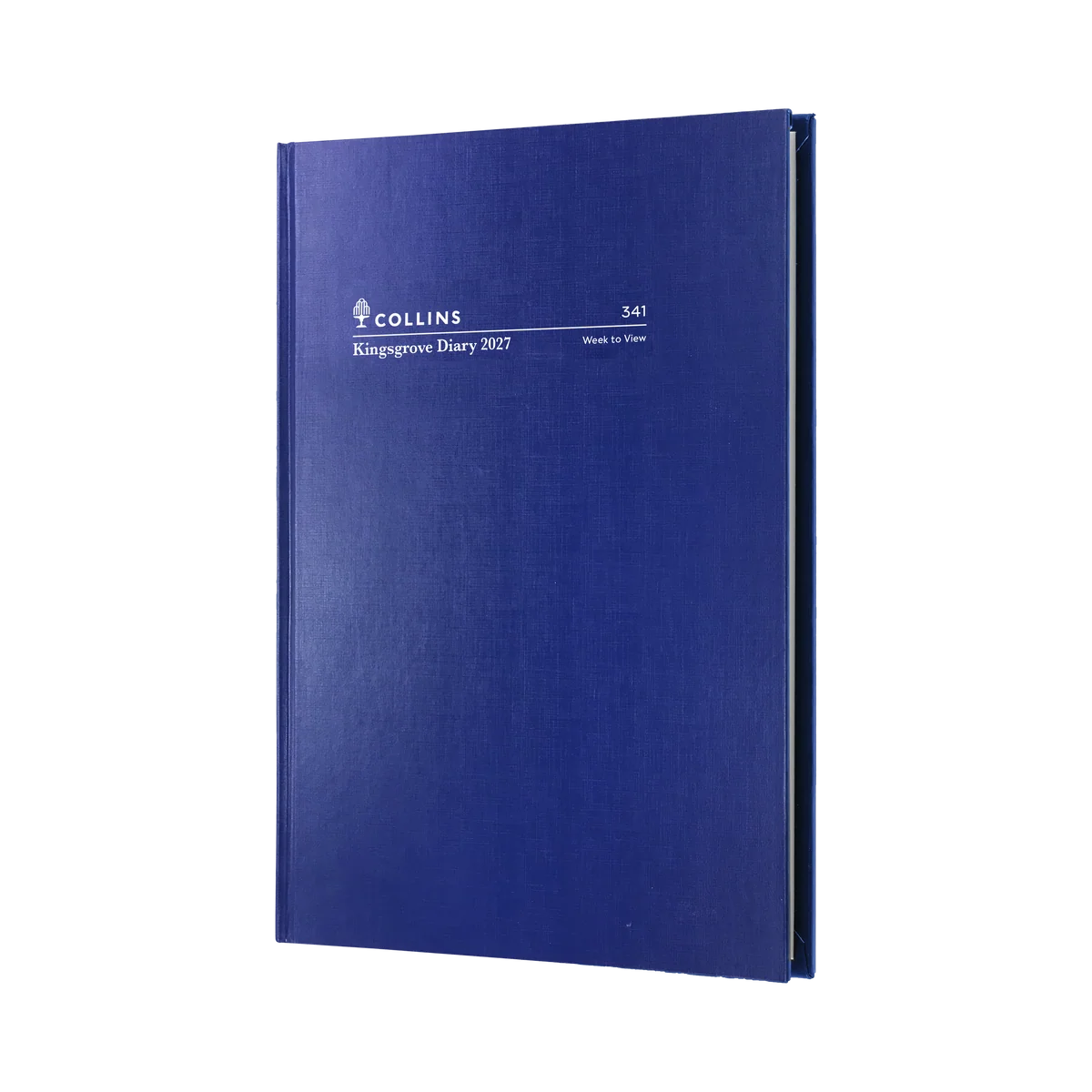 Front view of the Blue Collins Kingsgrove 2027 A4 week-to-view diary