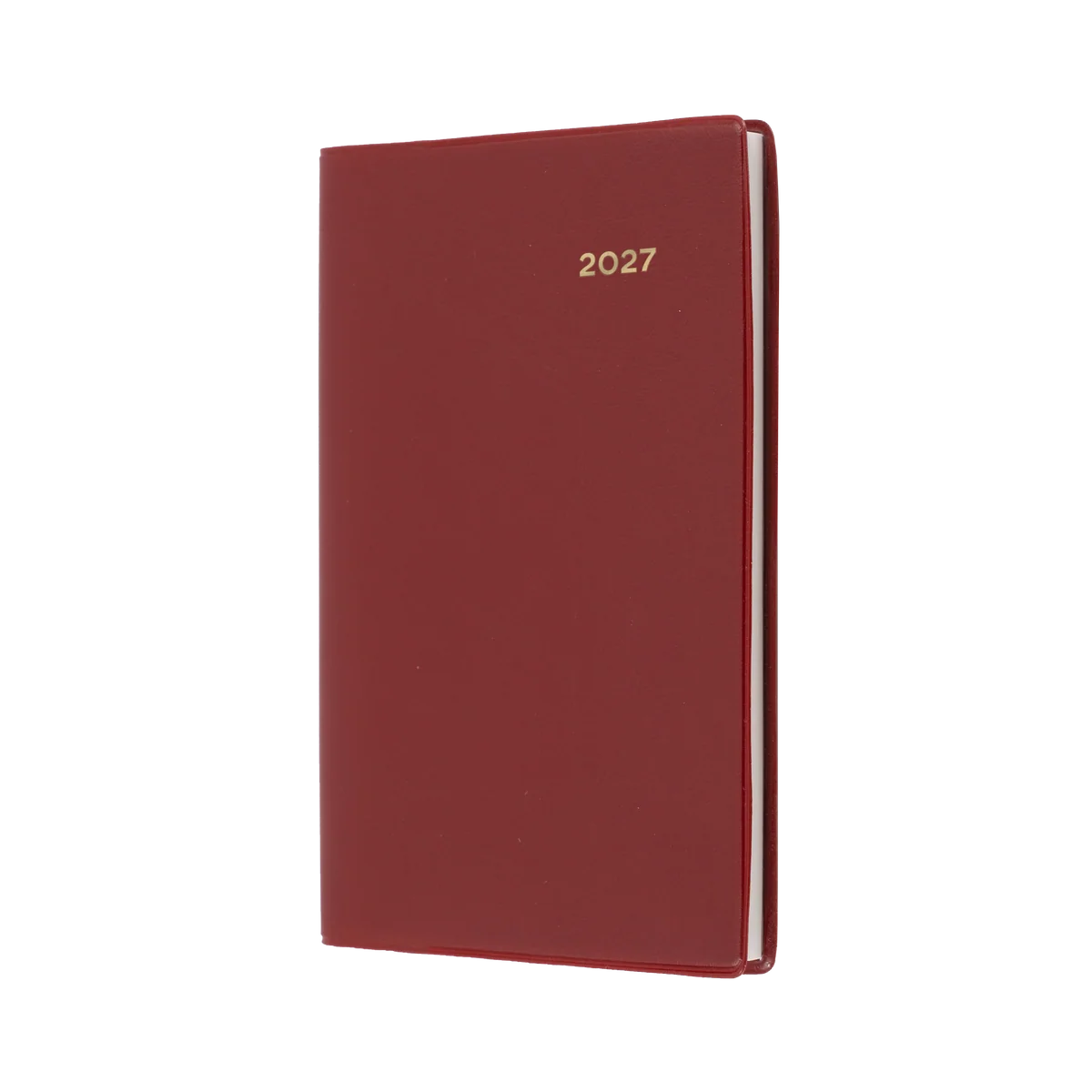 Front view of the Burgundy Collins Belmont 2027 B7R week-to-view diary