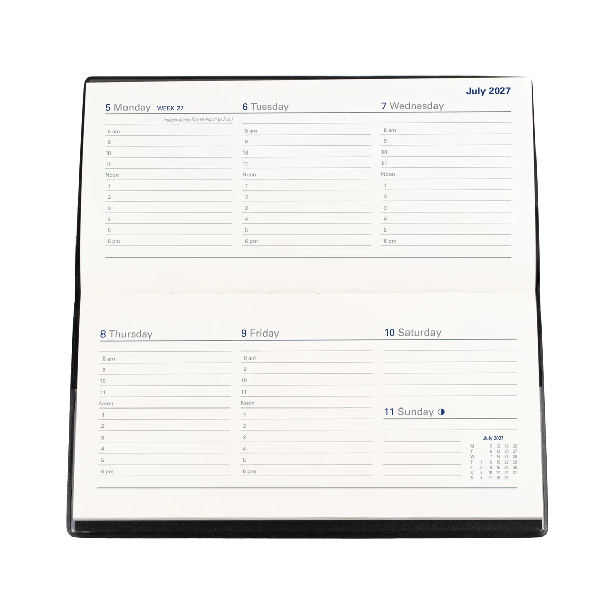 2027 Calendar Year Diary/Planner - 12 Month B6/7 Landscape Week to View - PVC Cover - Collins Belmont Range