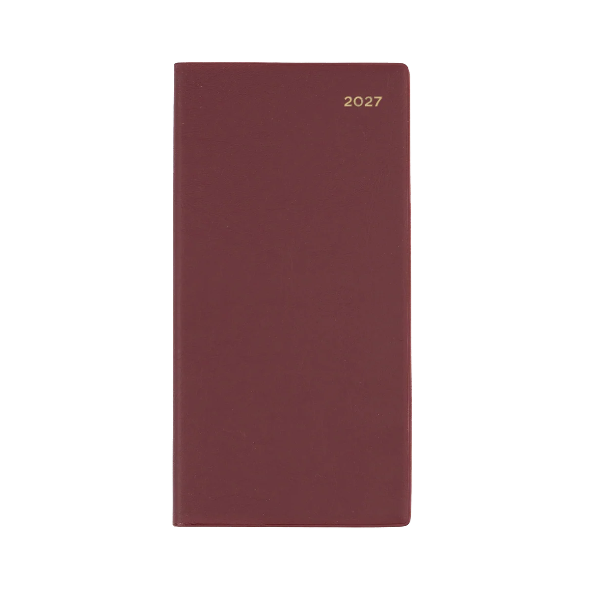 Angled view of the Burgundy Collins Belmont 2027 B6/7 slimline diary