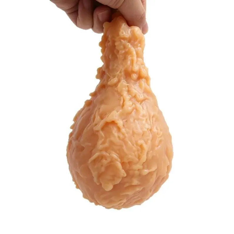 Close-up of fried chicken squishy texture labelled super squishy and slow rising