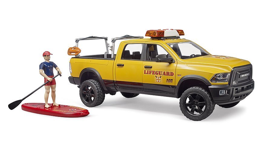 Bruder RAM 2500 Power Wagon Lifeguard with Figure Stand Up Paddle Light & Sound 02506