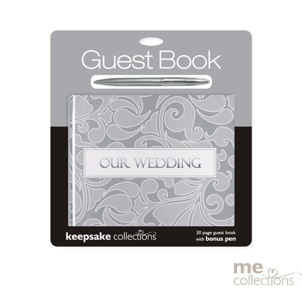 💍 Our Wedding Silver Design Guest Book – Elegant Metallic Finish with Pen
