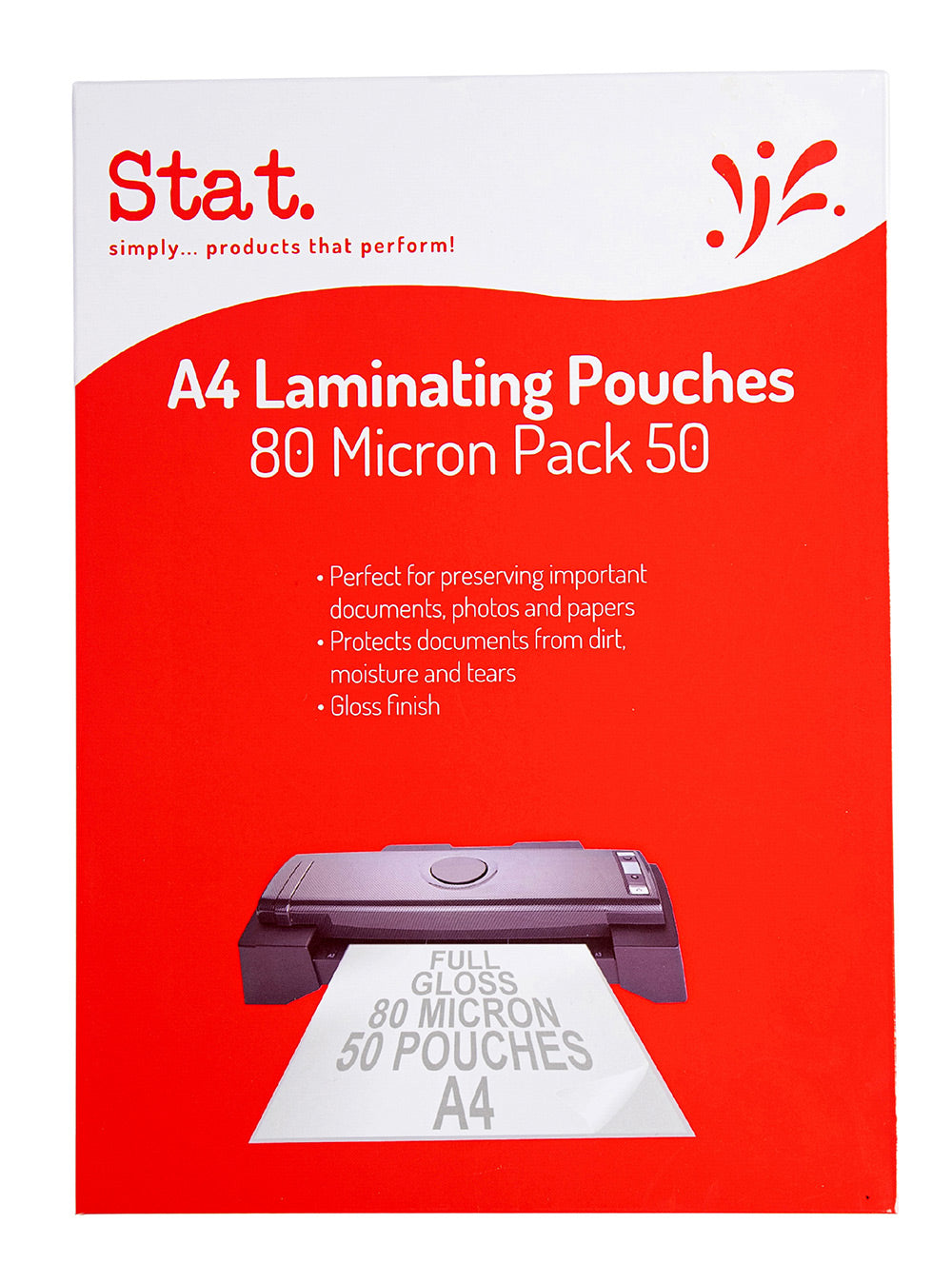 A4 Laminating Pouches Stat 80 Microns - 50 Pack