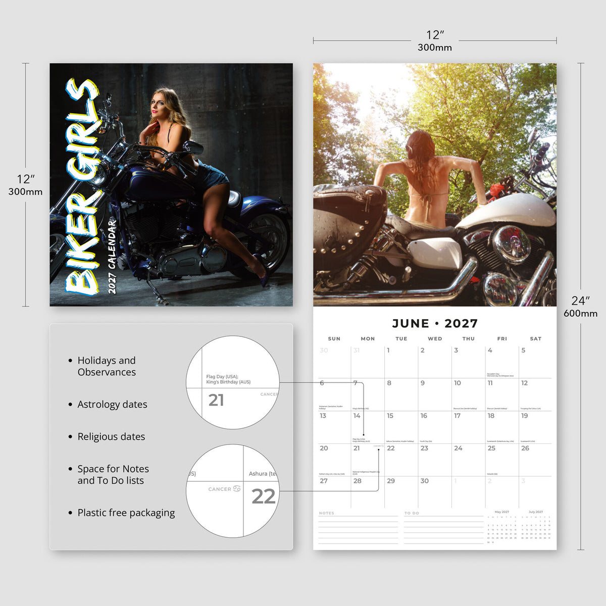 Red Robin Biker Girls 2027 Square Wall Calendar 16 Months 300x300mm RR271059