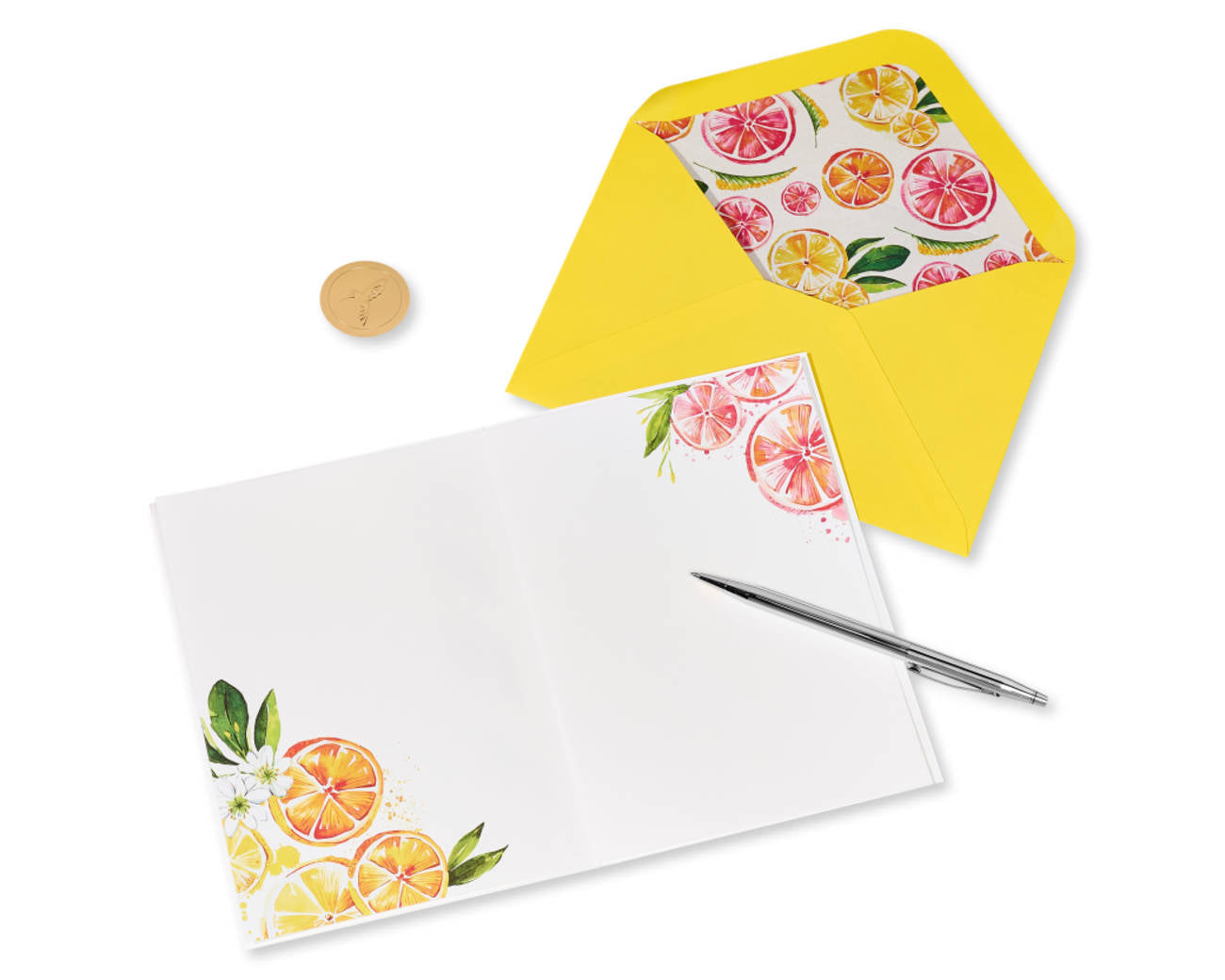 Papyrus - Sun-kissed Citrus Pattern Letterpress design Blank Card